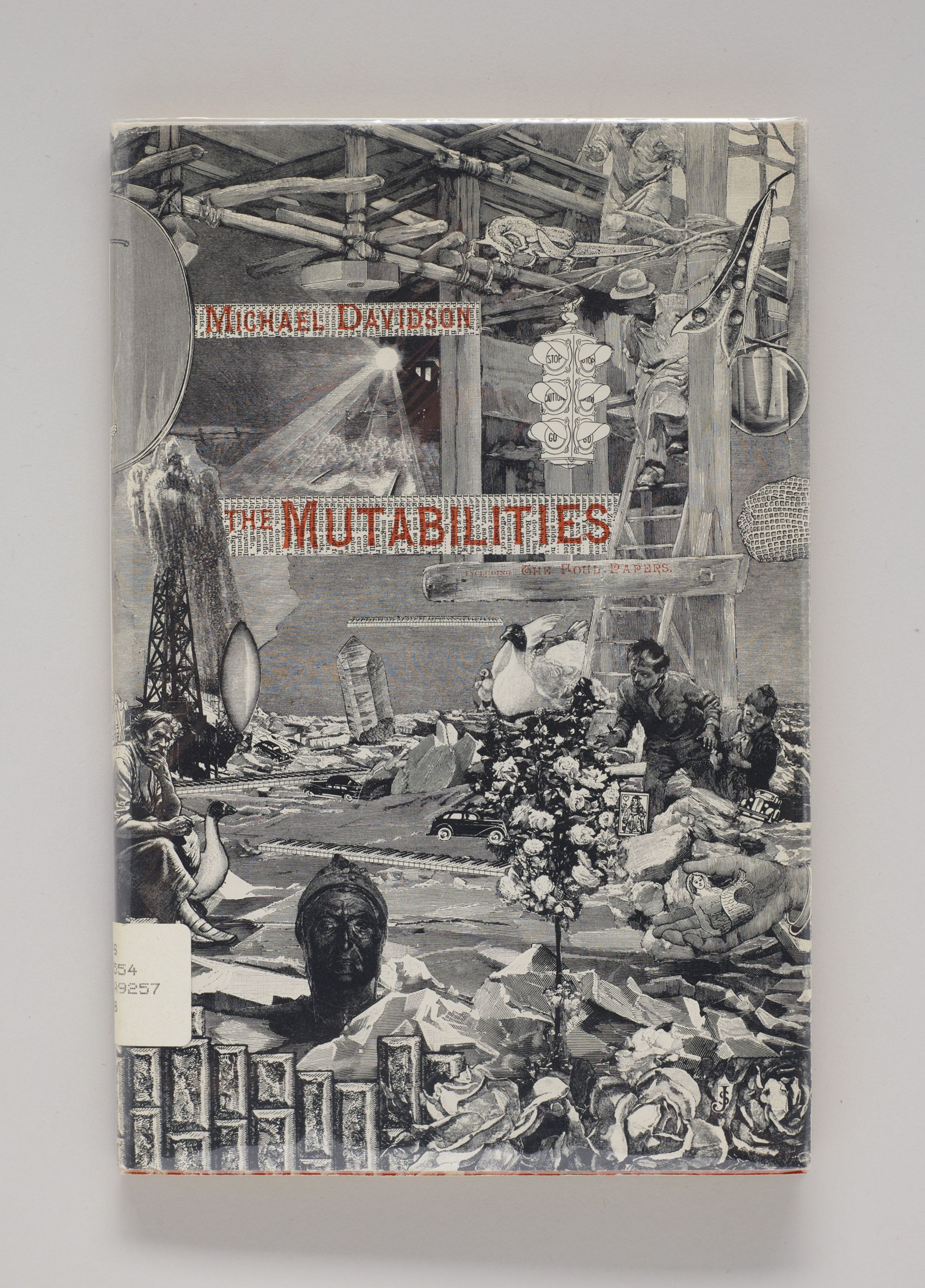 A black and white photographic collage with "The Mutabilities & the Foul Papers" written across it in soft red text.
