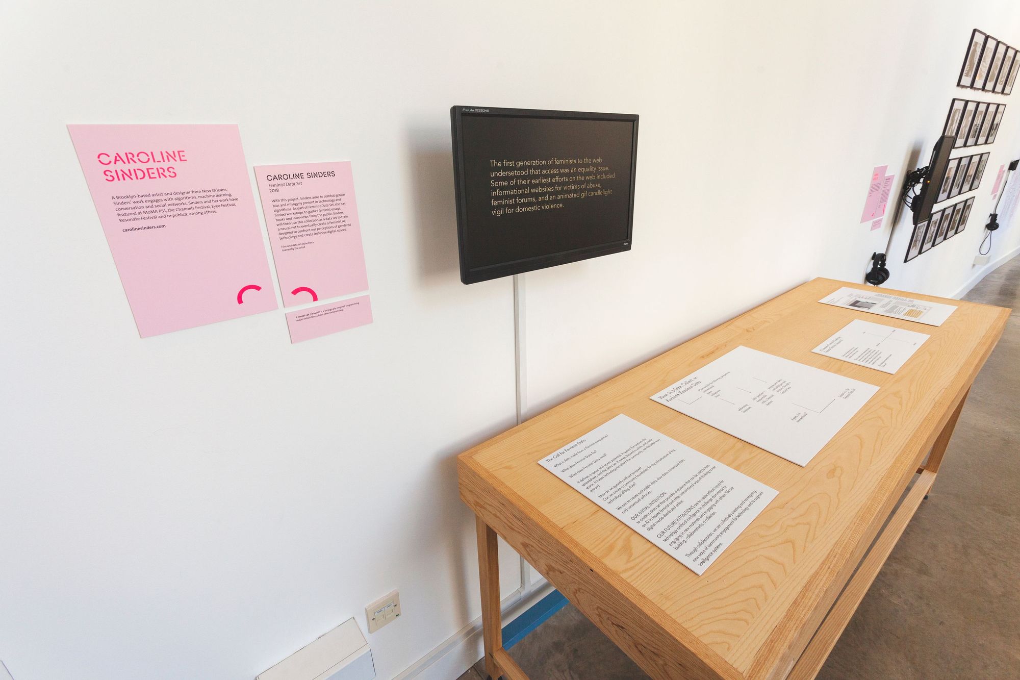 An installation shot of Feminist Data Set at the Victoria and Albert Museum.