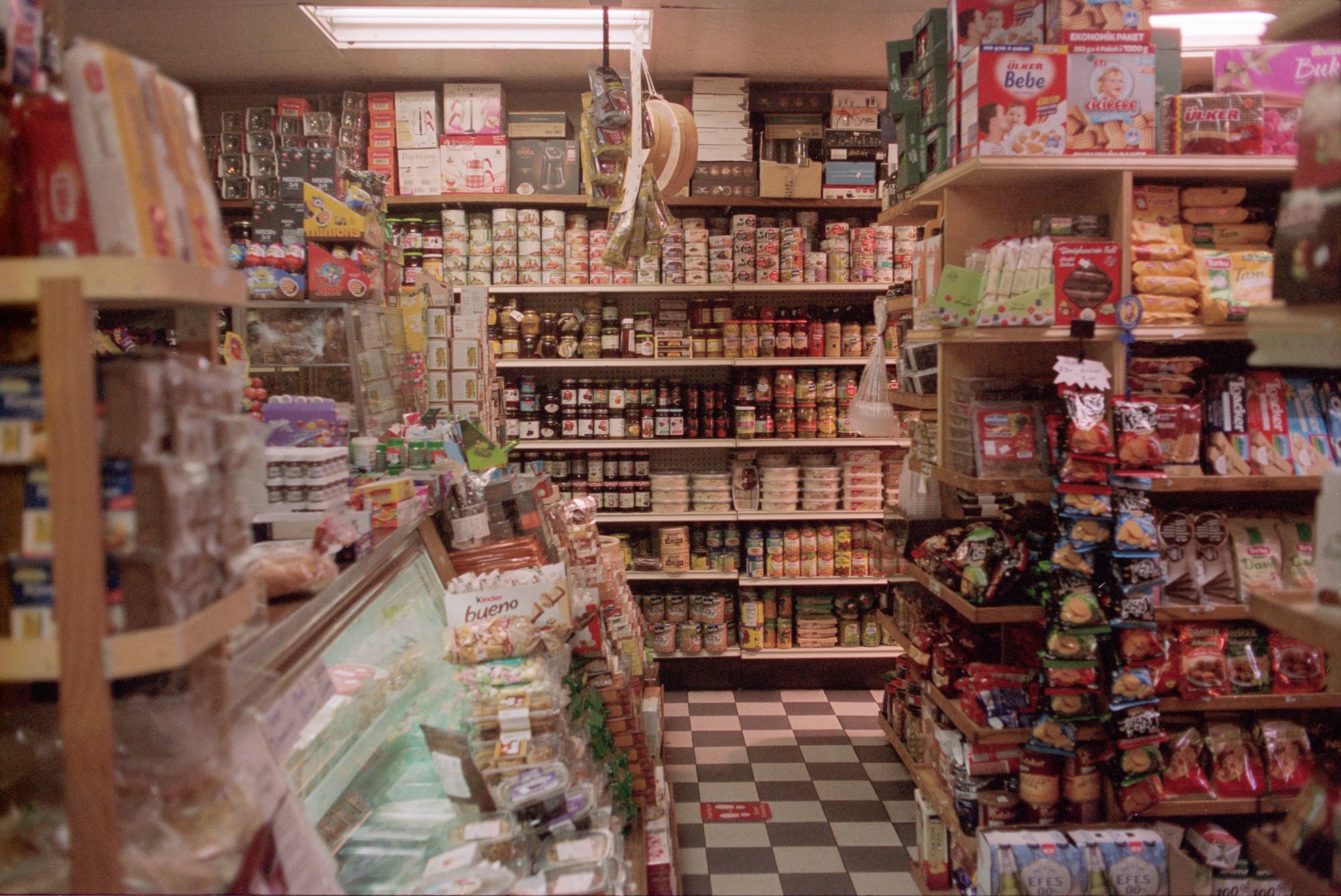Shelves in market interior