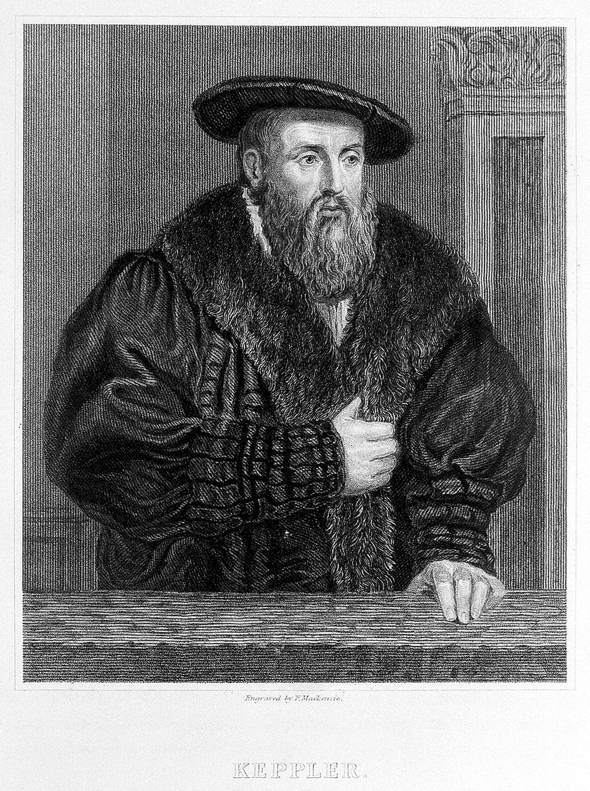 A line engraving of Johannes Kepler