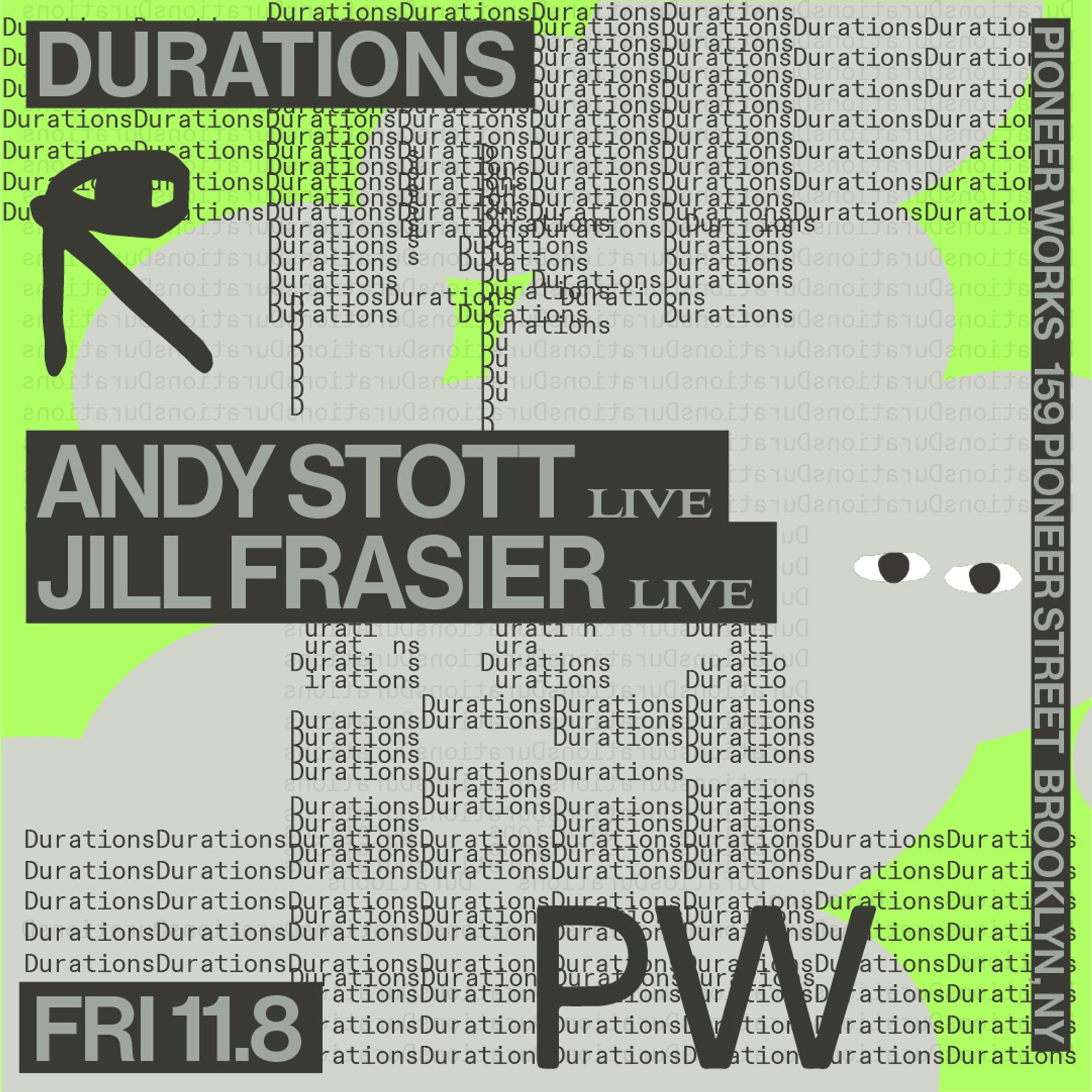 Creative poster that says Andy Stott and Jill Fraser