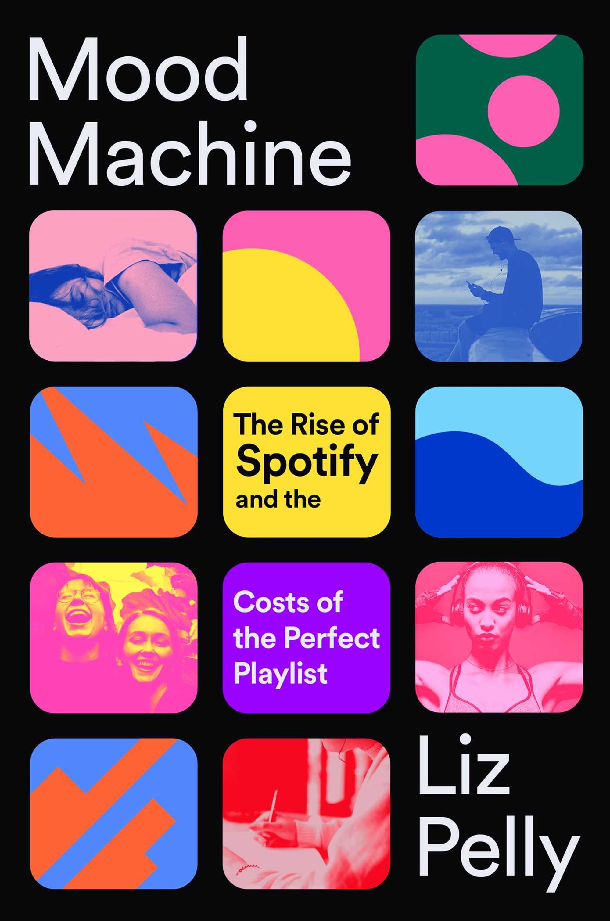 A grid of images of musicians fills a black rectangle, onto which Mood Machine is printed.