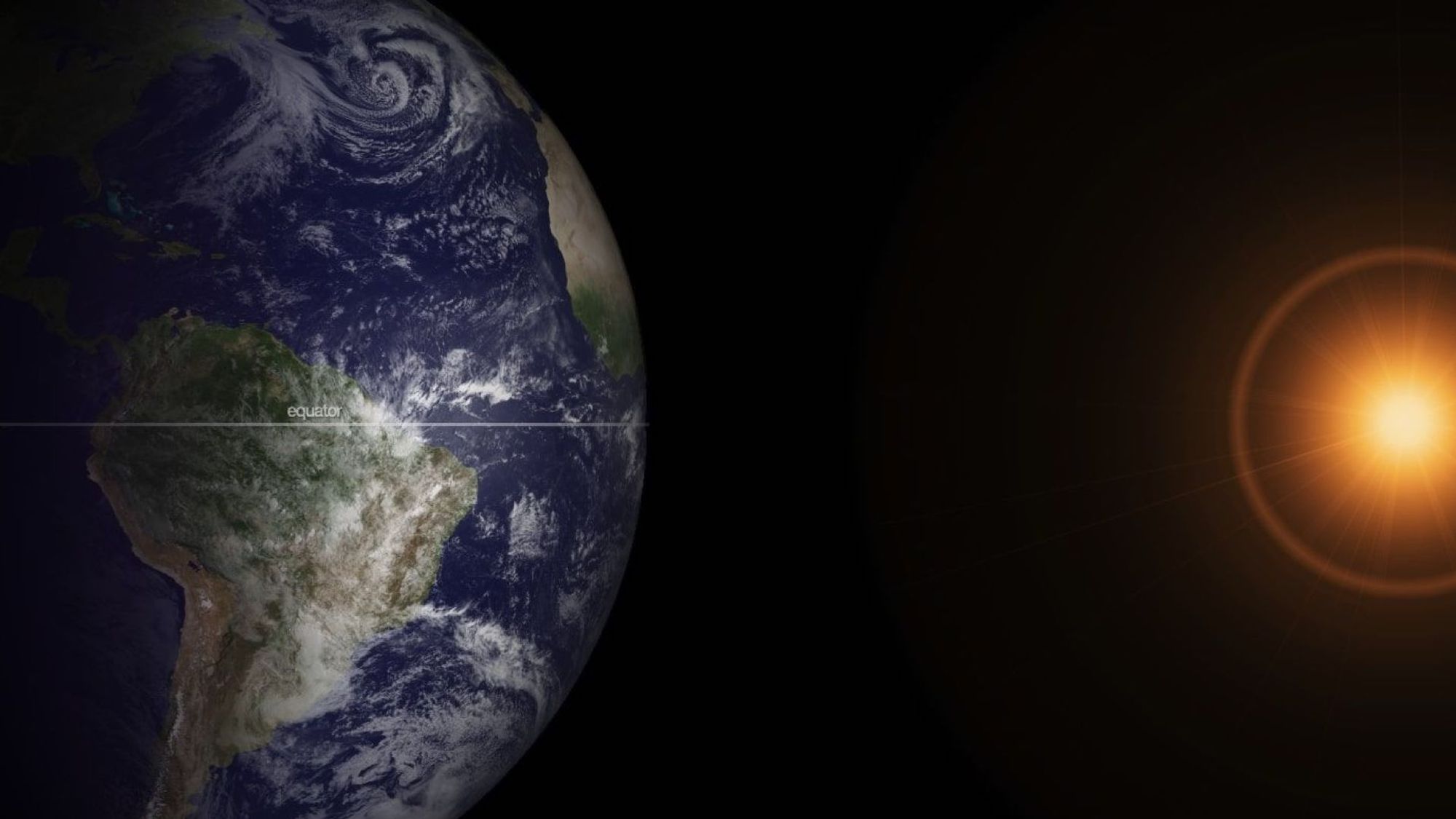 The angle of the Earth is perpendicular to the Sun at the vernal equinox.