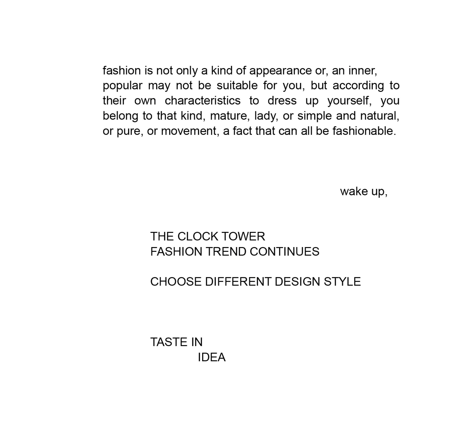 A concrete poem rendered in black letters against a white background