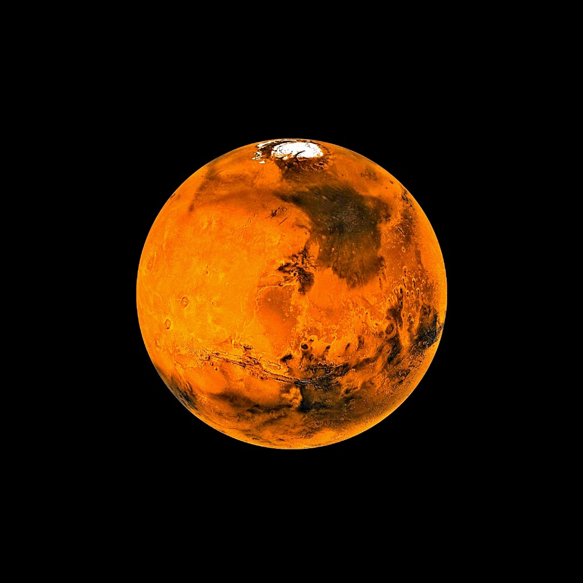 A very red Mars planet in space 