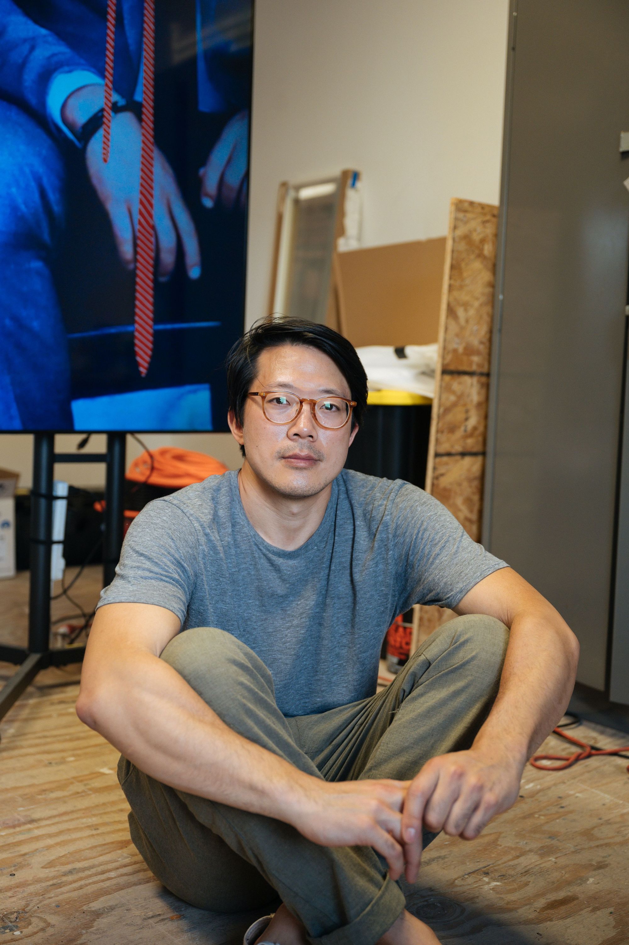 Kenneth Tam in his studio at Pioneer Works