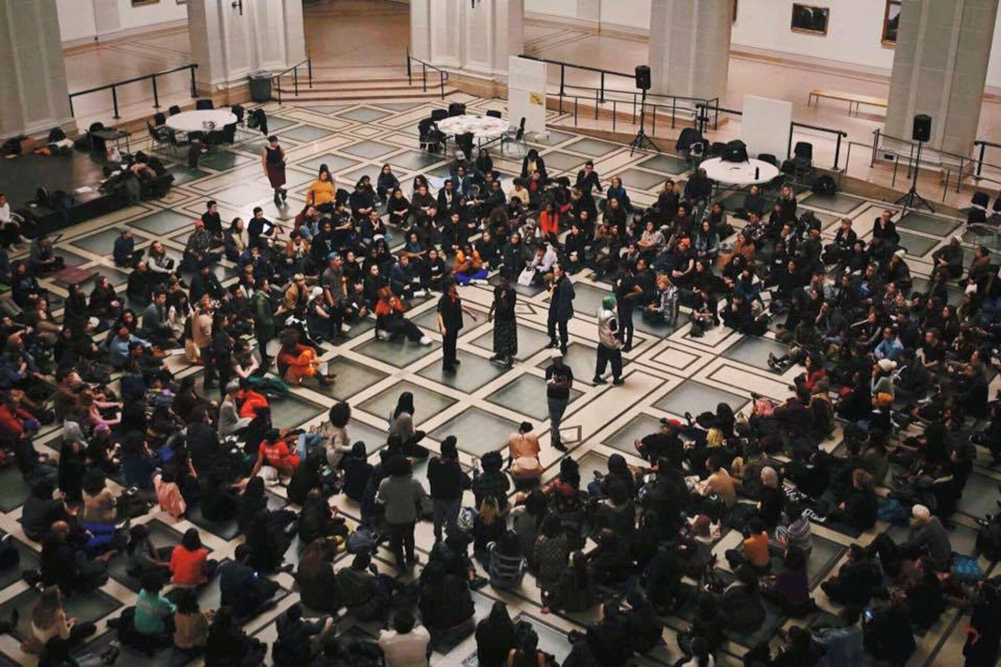 Process Mourn Activate - Post Trump Election Community Meeting - 2016 BUFU (group of people overhead shot)