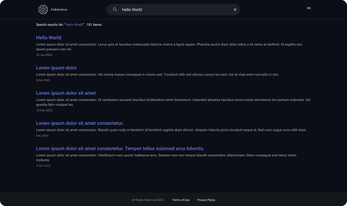 Folk Archive website screenshot 2