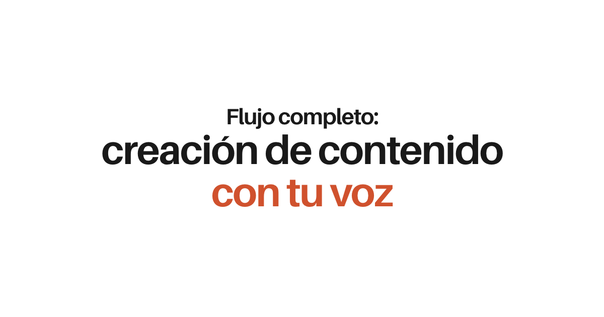 Flujo de contenido con voz propia: instrucción base + ejemplo antes/después + los 3 pasos de aplicación