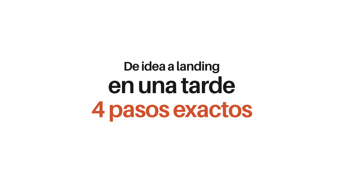 De idea a landing en una tarde: los 4 pasos con las instrucciones exactas para cada fase