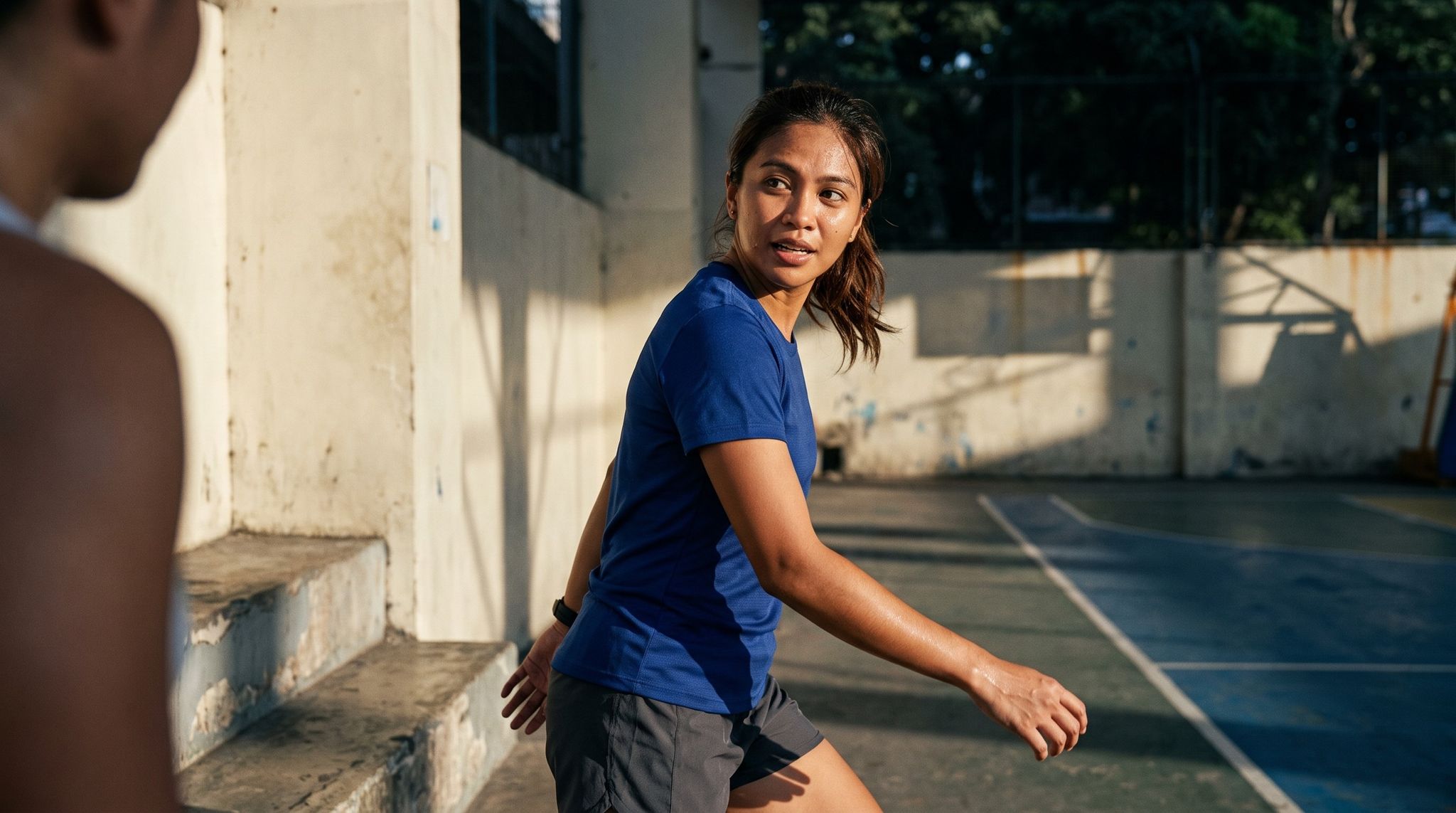 A candid moment between Filipino friends after a city run