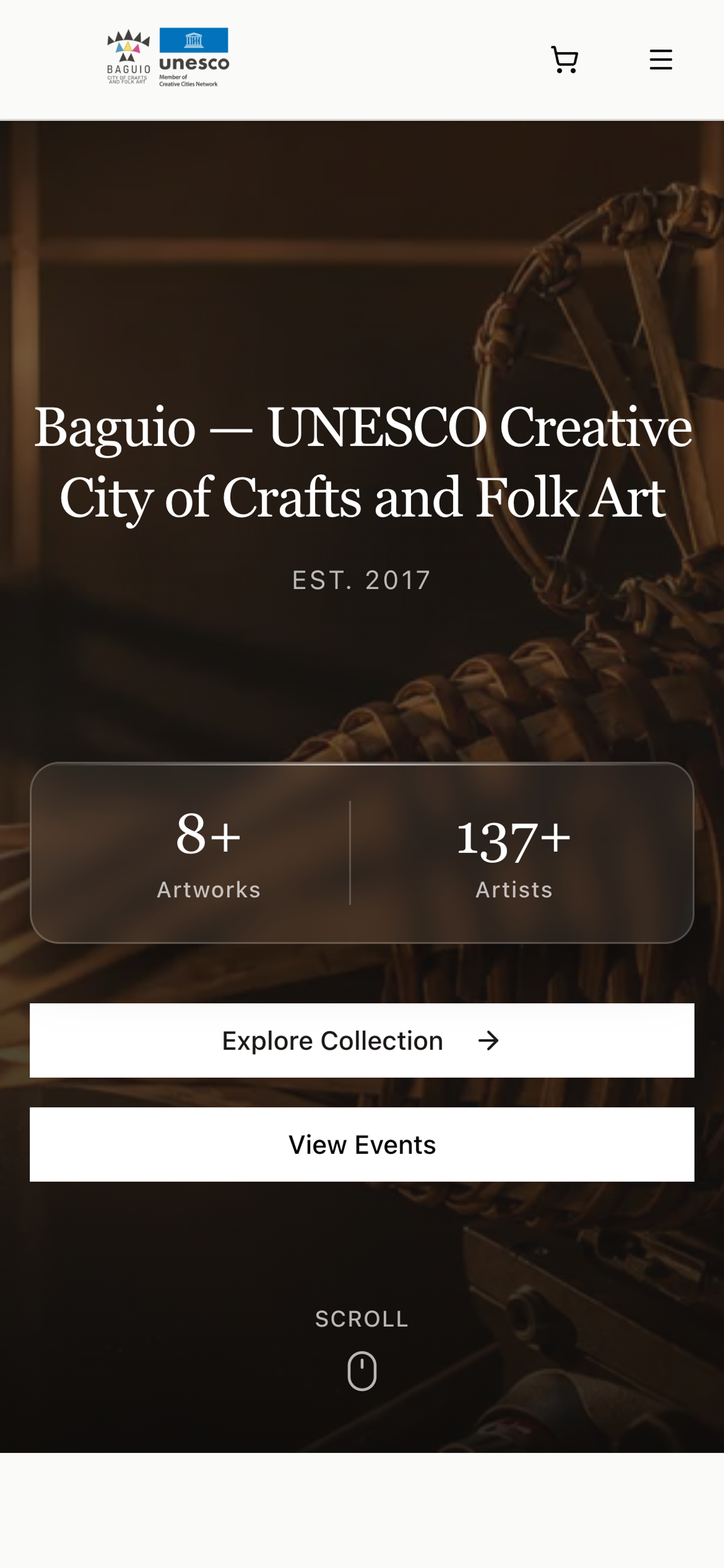 Creative City Baguio mobile homepage