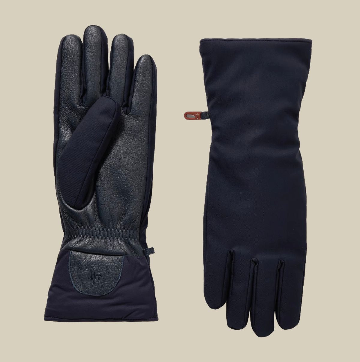 Leather-Trimmed Shell Ski Gloves