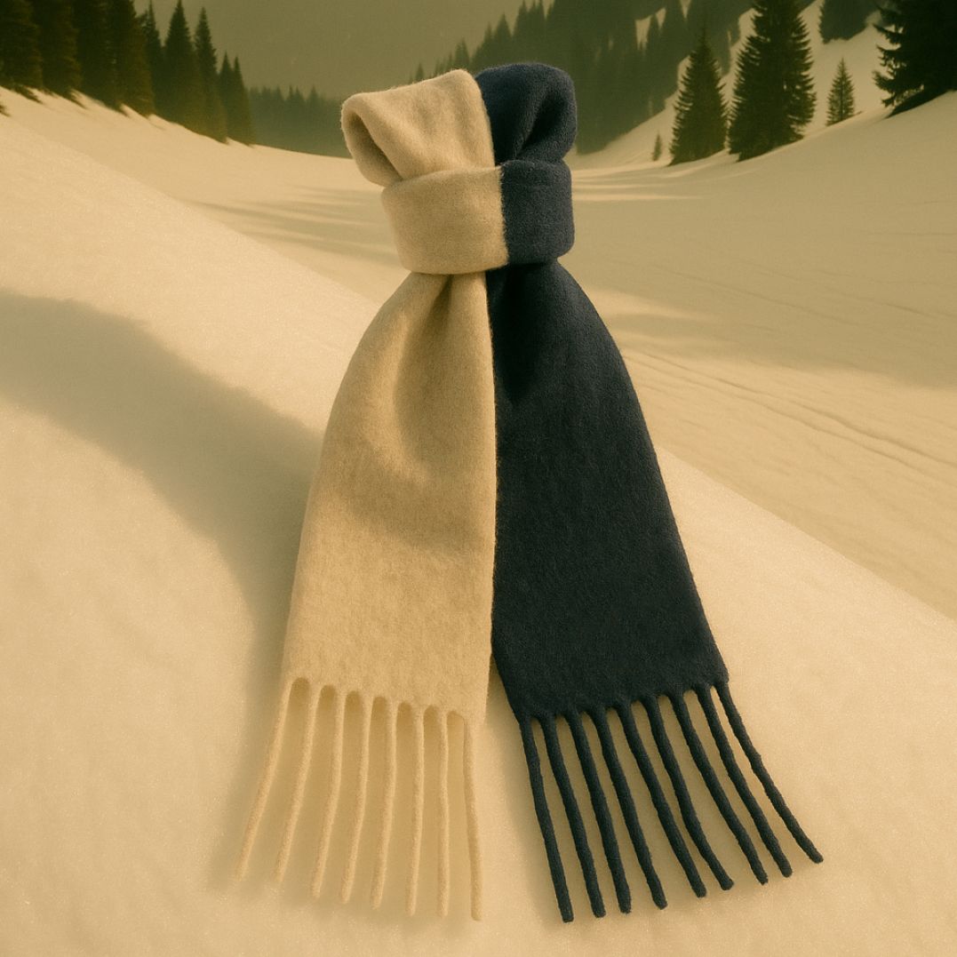 Logo-Appliquéd Fringed Two-Tone Alpaca and Wool-Blend Scarf - blue - One Size