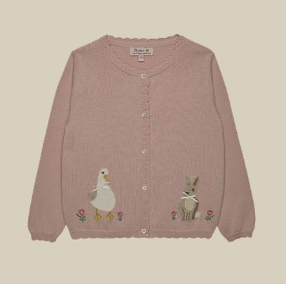 Duck And Bunny Cardigan, Pink