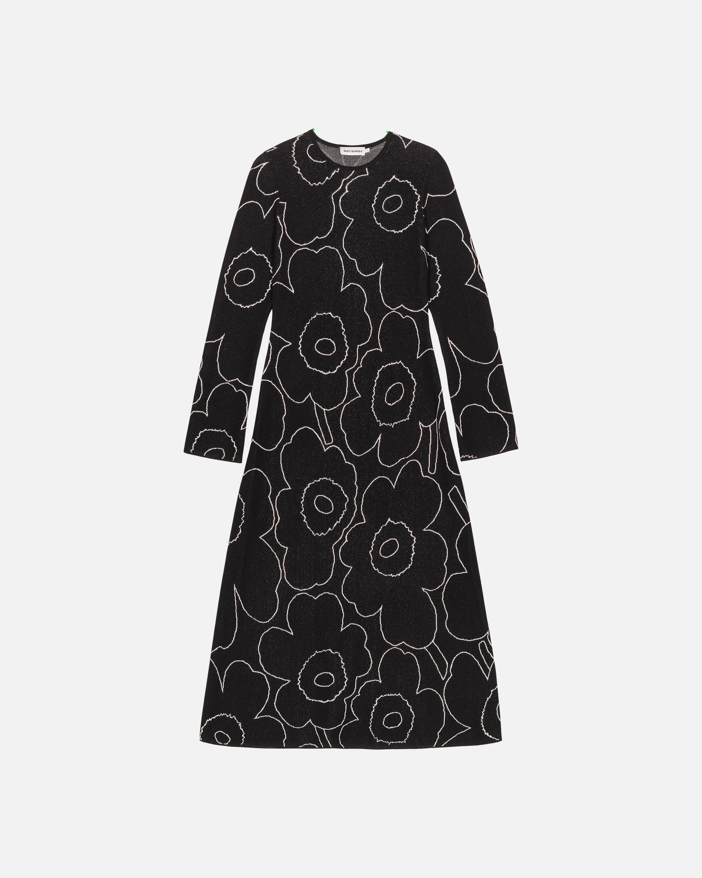 Takaisin Piirto Unikko Knitted dress black, off white | Marimekko
