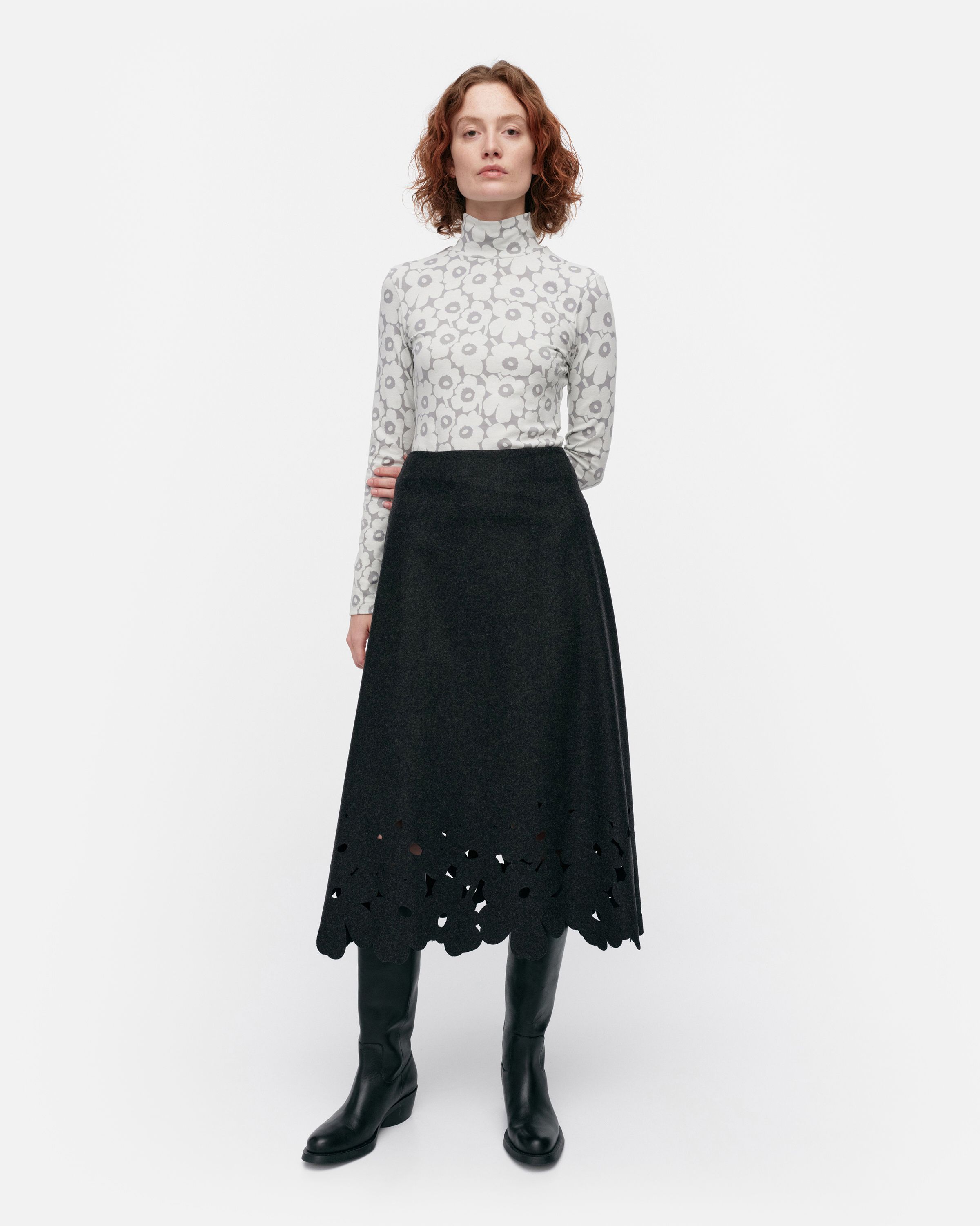Kartio Unikko felted wool skirt | Marimekko