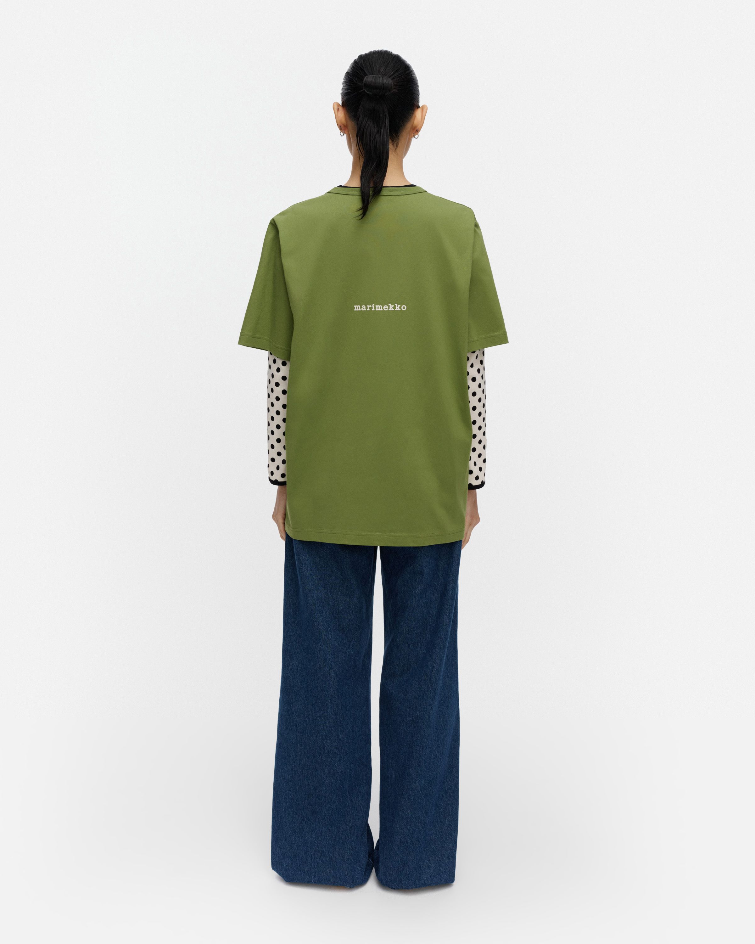 Vihne Unikko Placement Kioski t-shirt green, off white | Marimekko
