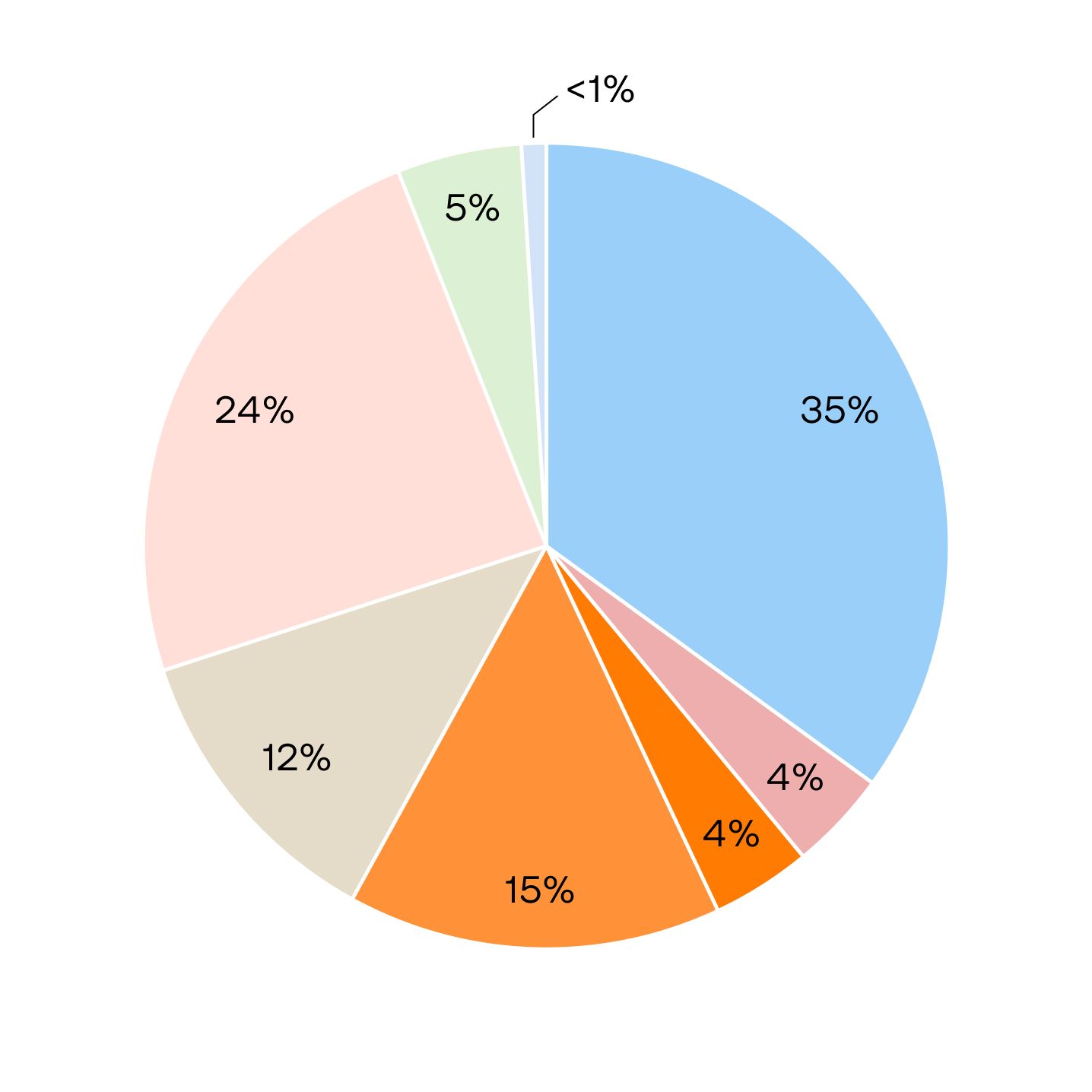 Pie chart indicating the total C02 in 2024. Detailed information in the description. 