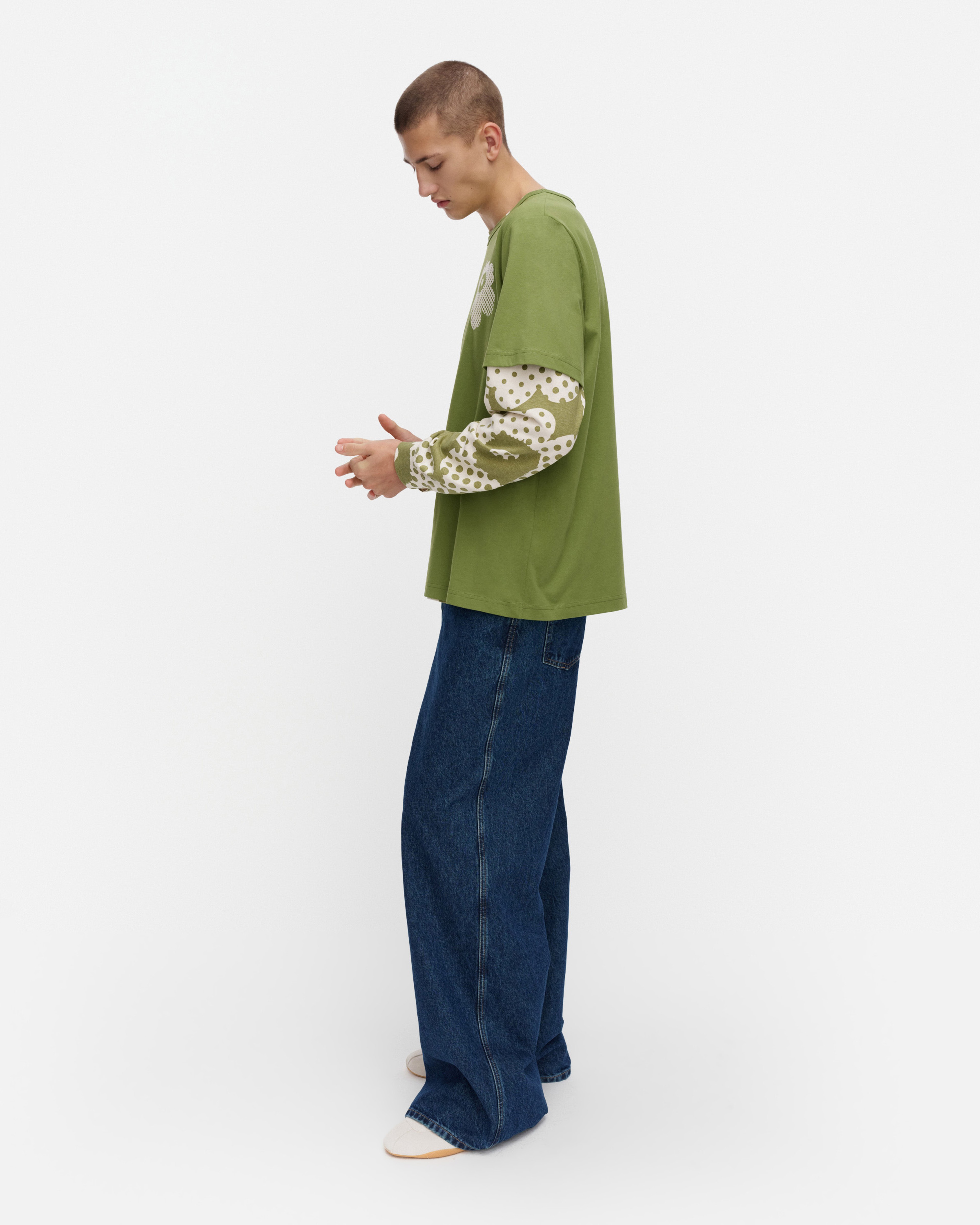 Vihne Unikko Placement, Kioski t-shirt, green, off white,