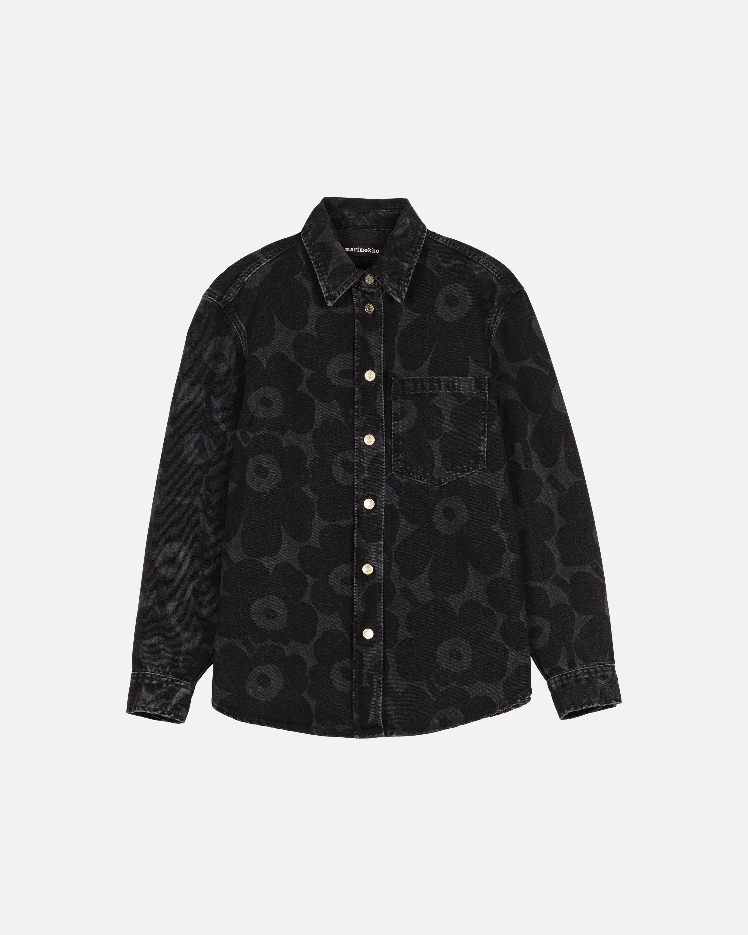 Maridenim Vaihe Unikko Denim shirt washed black | Marimekko