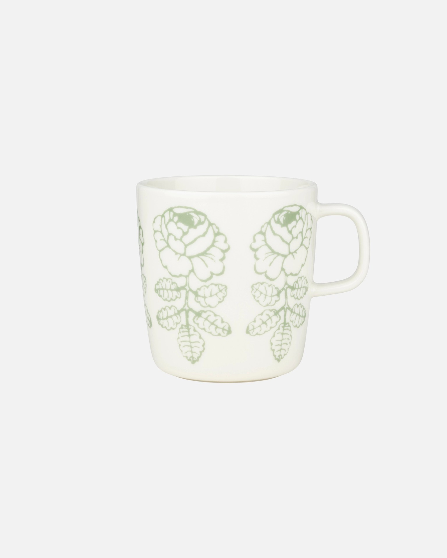 Oiva / Vihkiruusu, Large mug, white, sage,