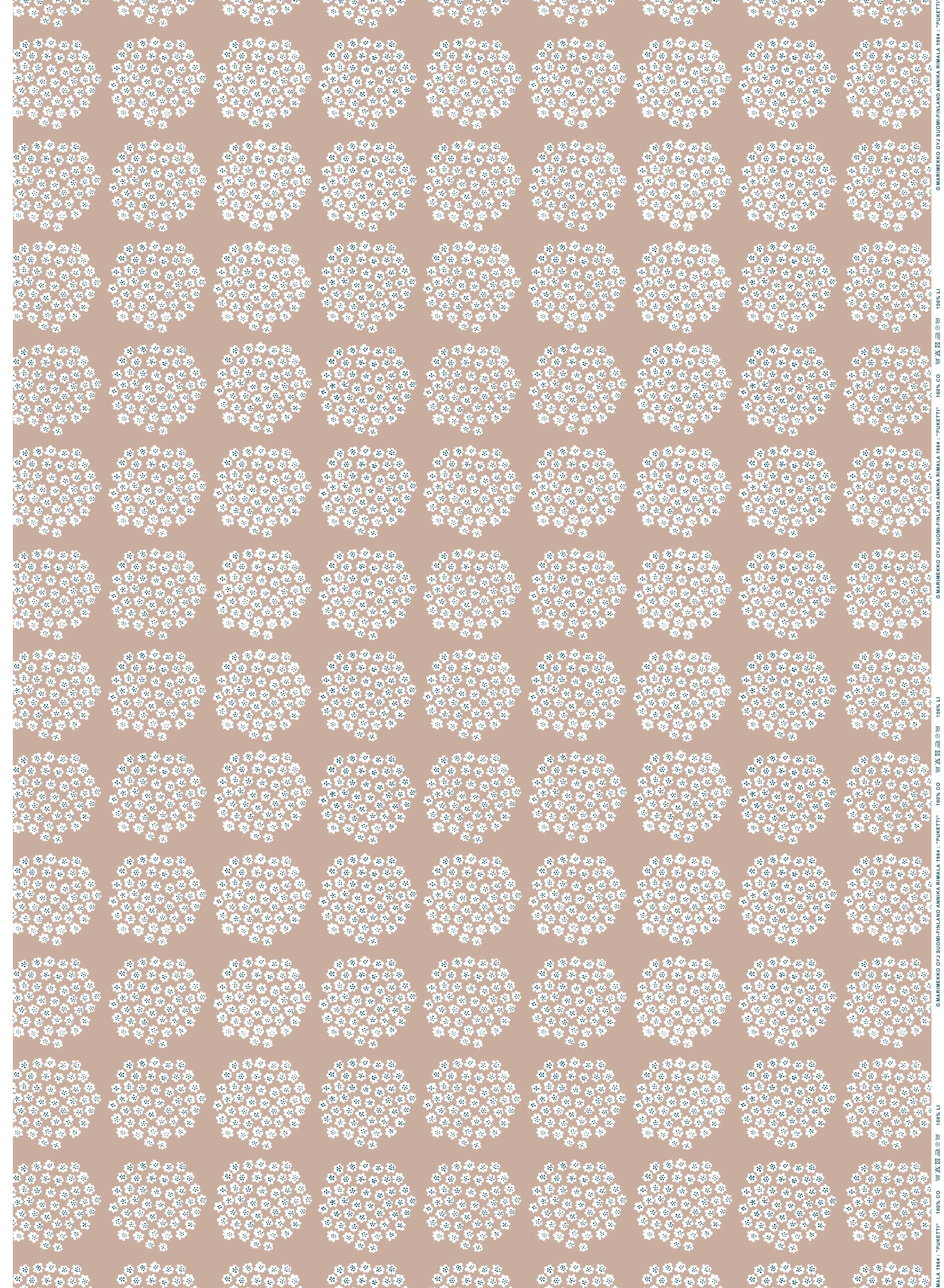 Puketti , Cotton fabric, beige, blue, white,