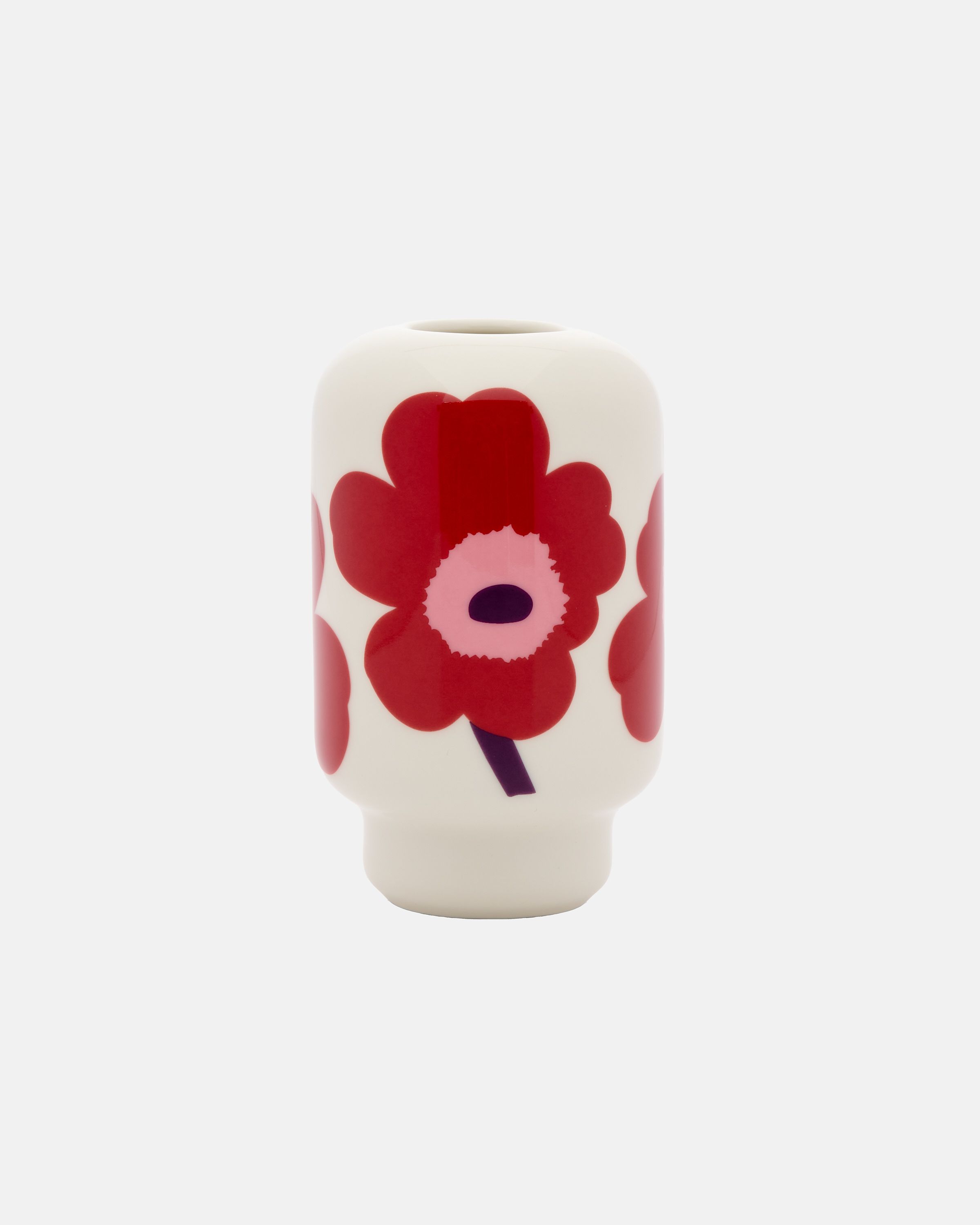 Unikko Ceramic vase white, cranberry, pink, plum | Marimekko