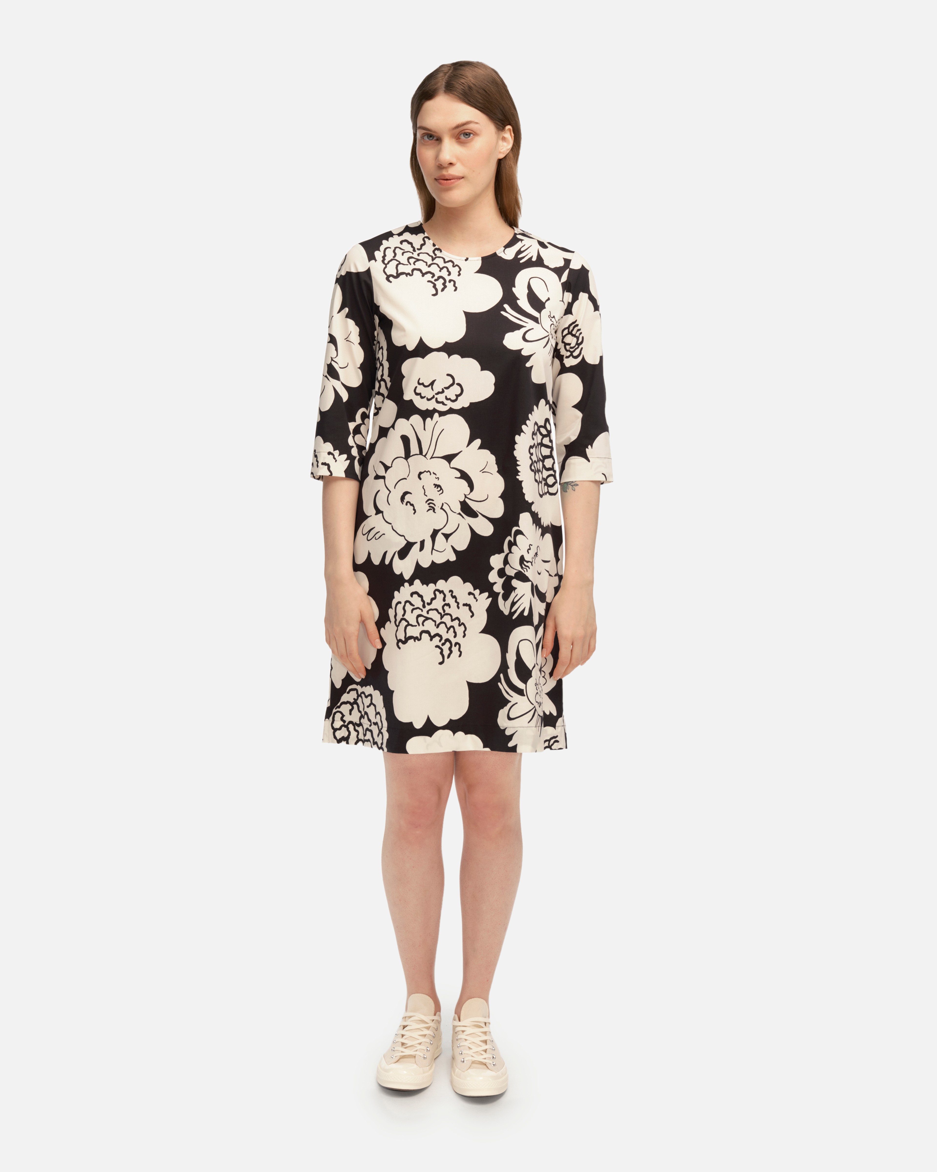 Migos Pieni Pioni, Cotton poplin dress, black, off-white,