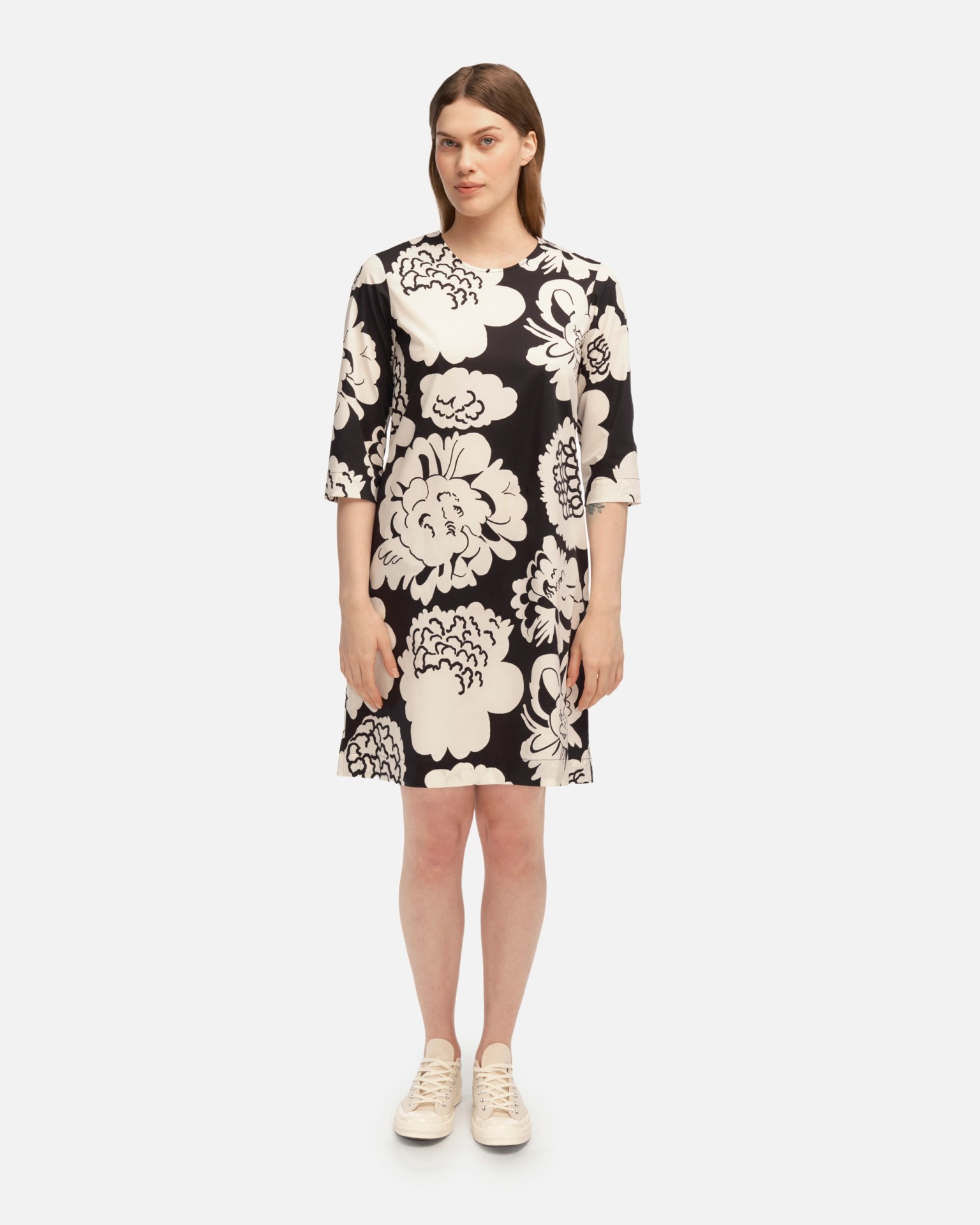 Migos Pieni Pioni, Cotton poplin dress, black, off-white,