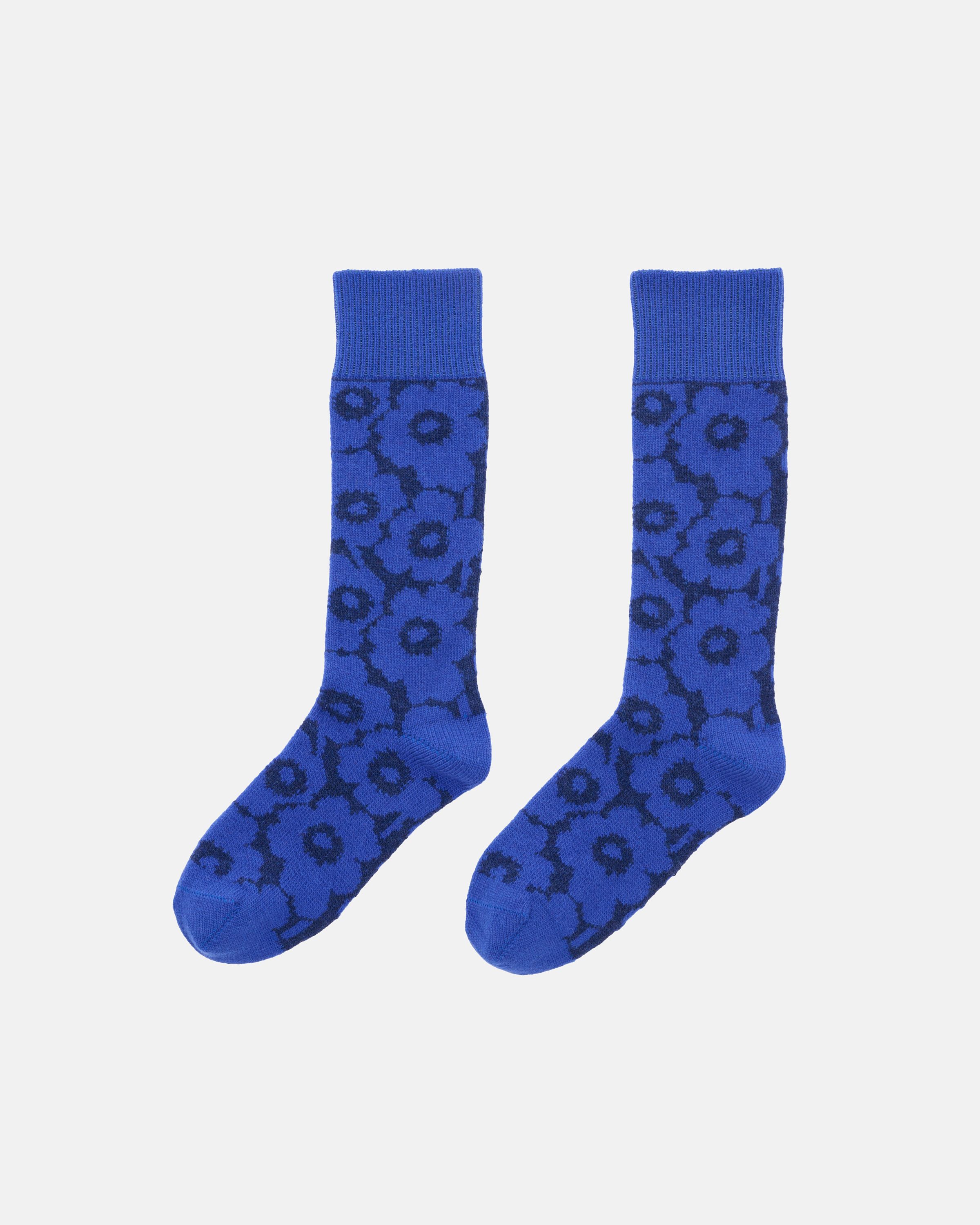 Oras Unikko Wool socks blue, dark blue | Marimekko