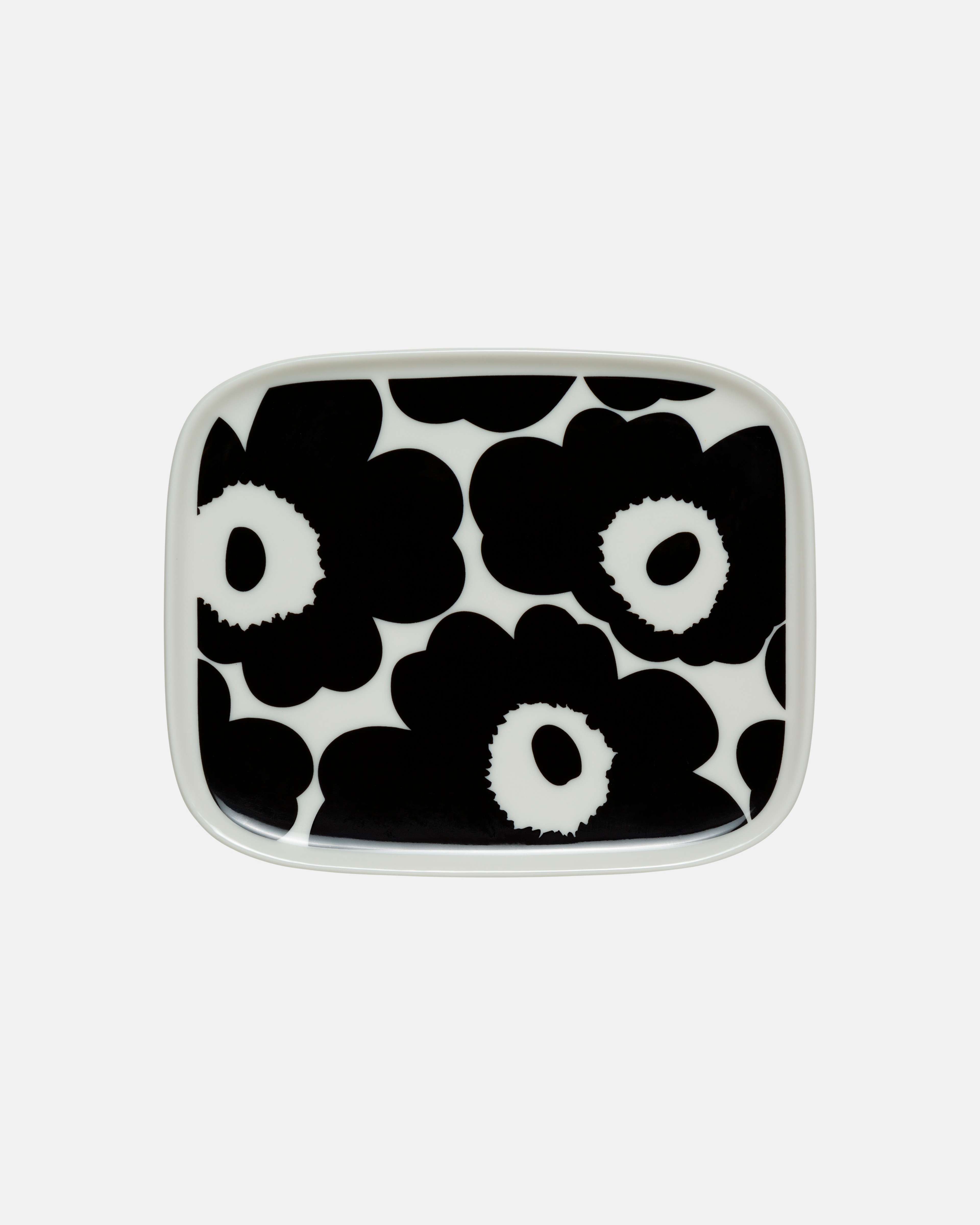 Oiva / Unikko, Plate 15x12 cm, white,black,