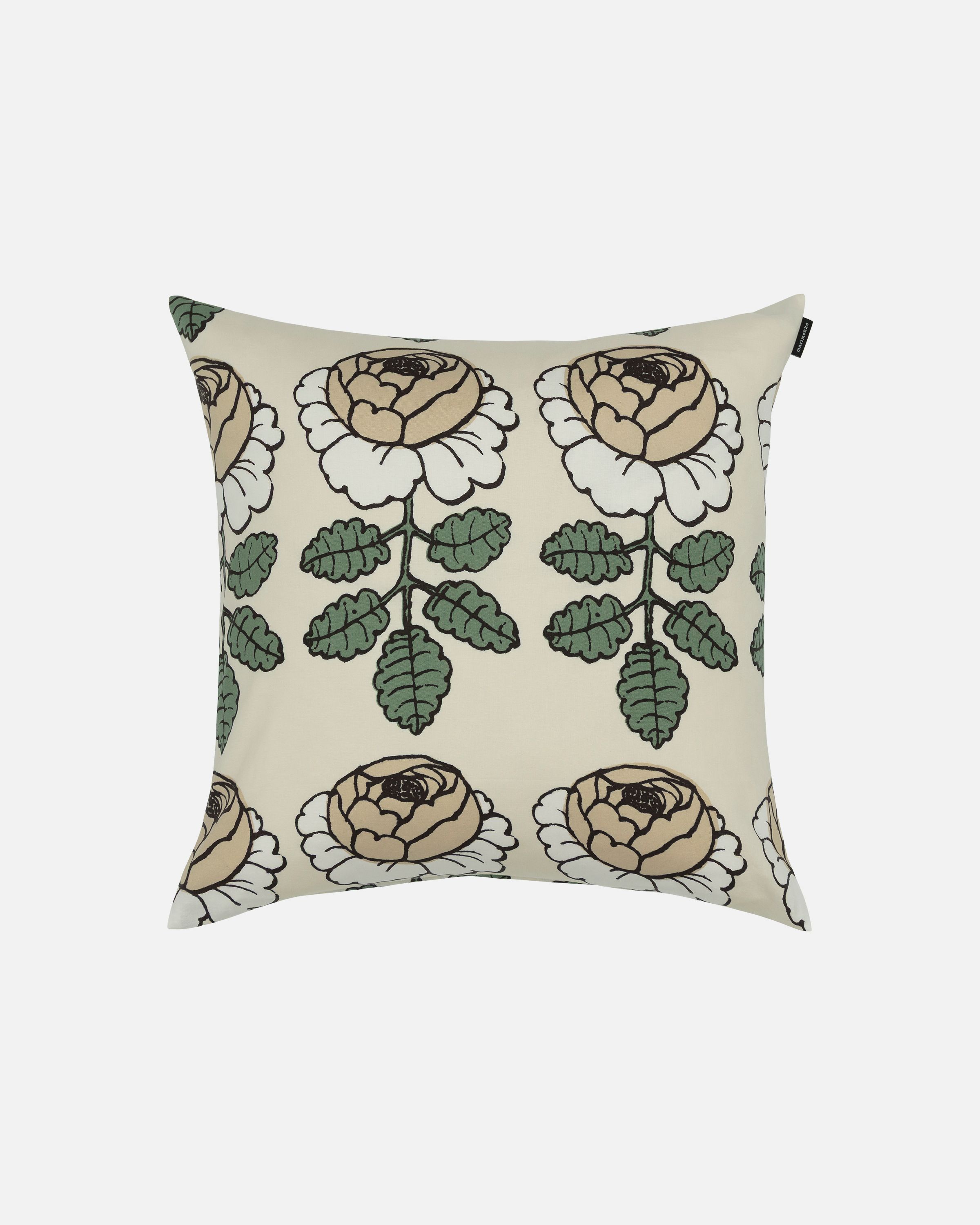 Maalaisruusu Cushion cover 50x50 cm lt.beige, green, beige | Marimekko