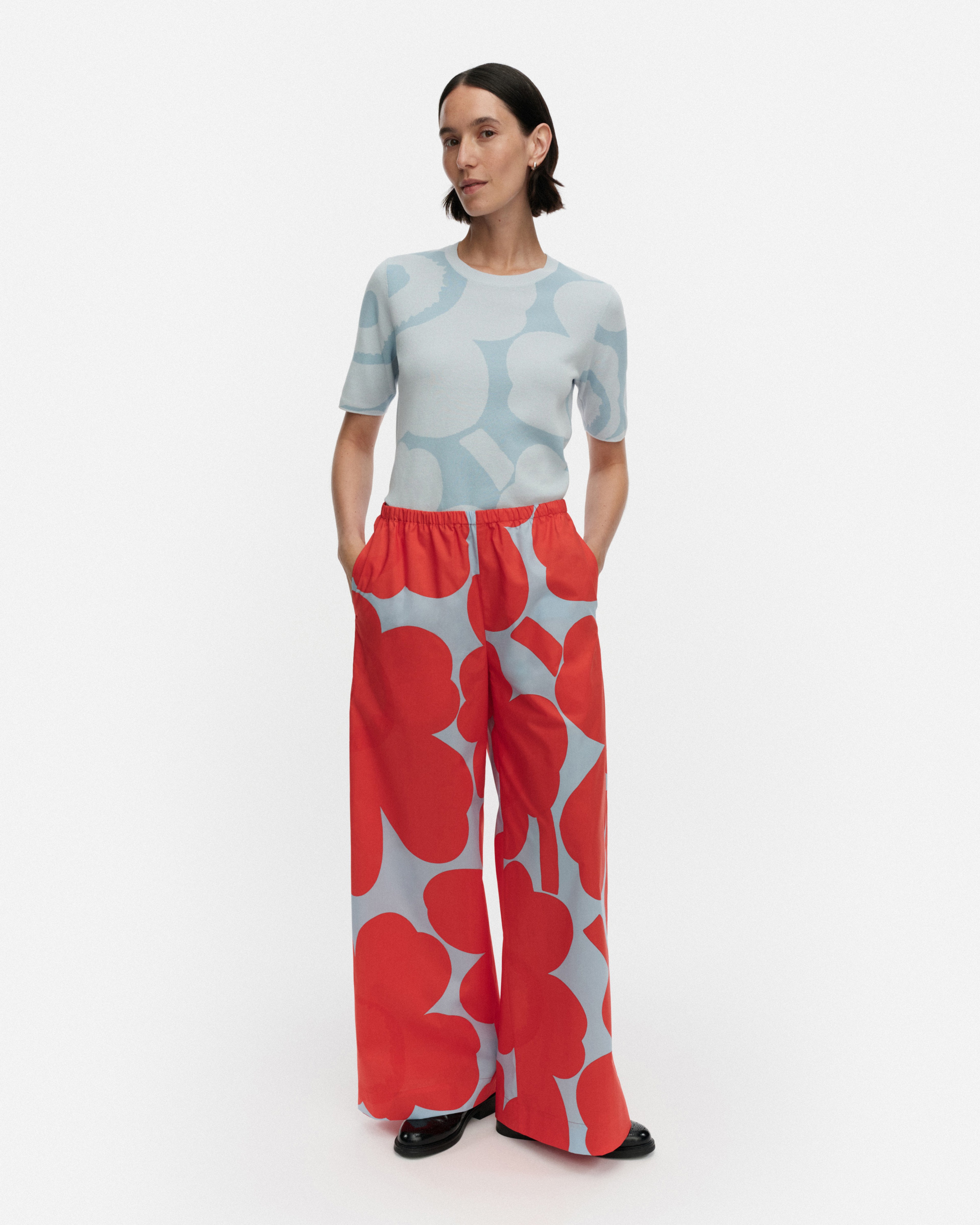 Kappale Unikko, Trousers, red, light blue,