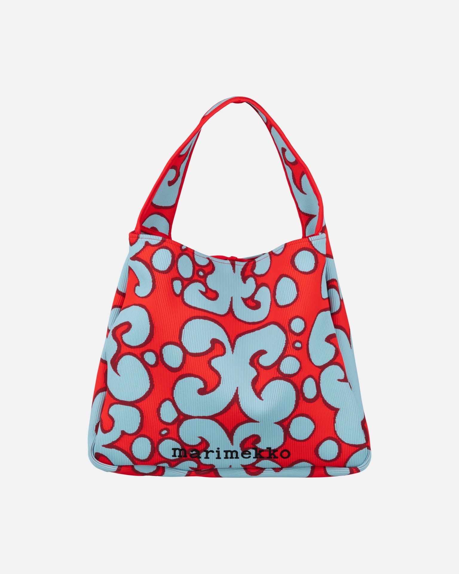 Knitted Bag Large Keidas, Umhängetasche, Hellblau, Rot,