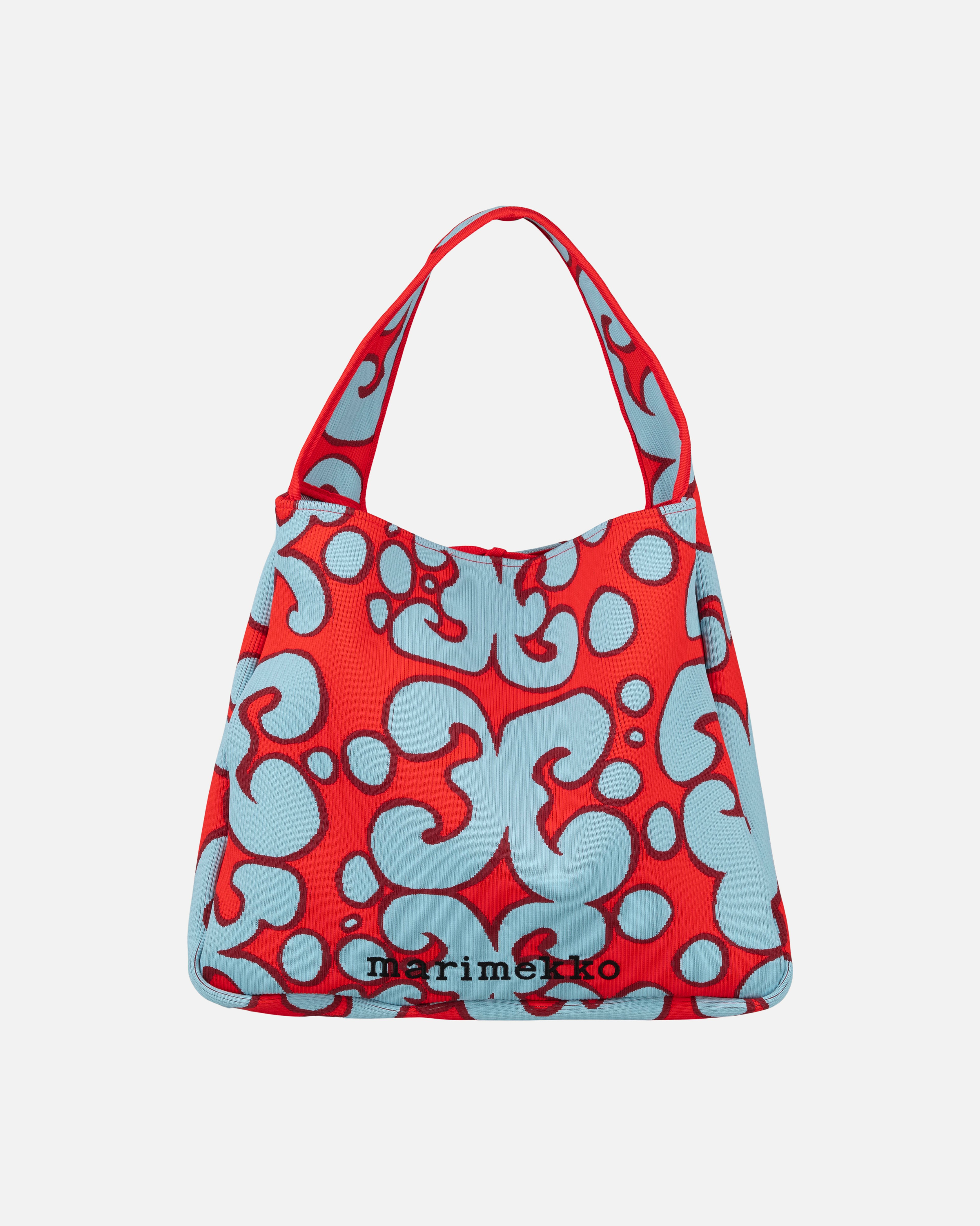 Knitted Bag Large Keidas, Sac à bandoulière, bleu clair, rouge,