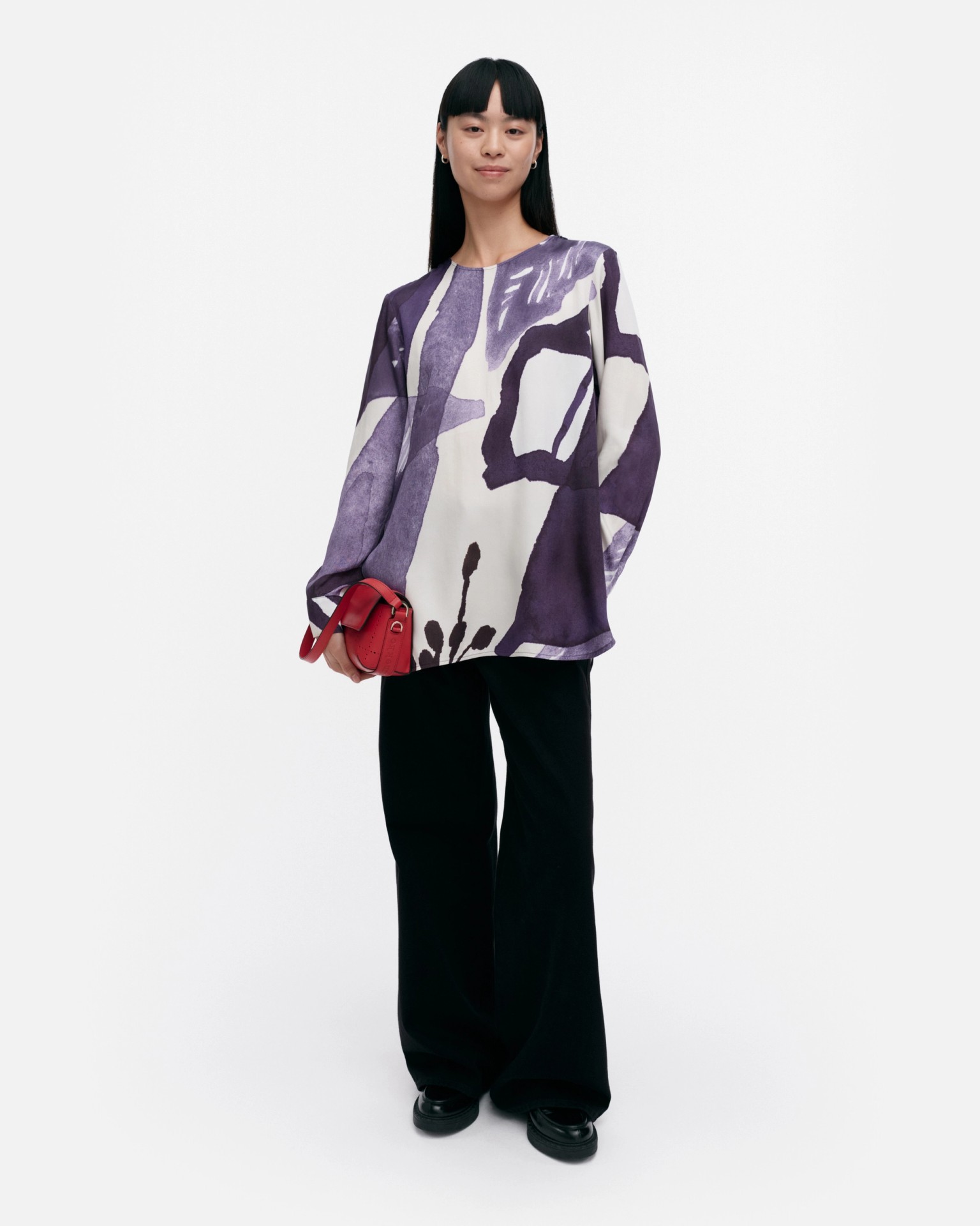Kovertaa Kylmänkukka, Blouse, violet, off white,