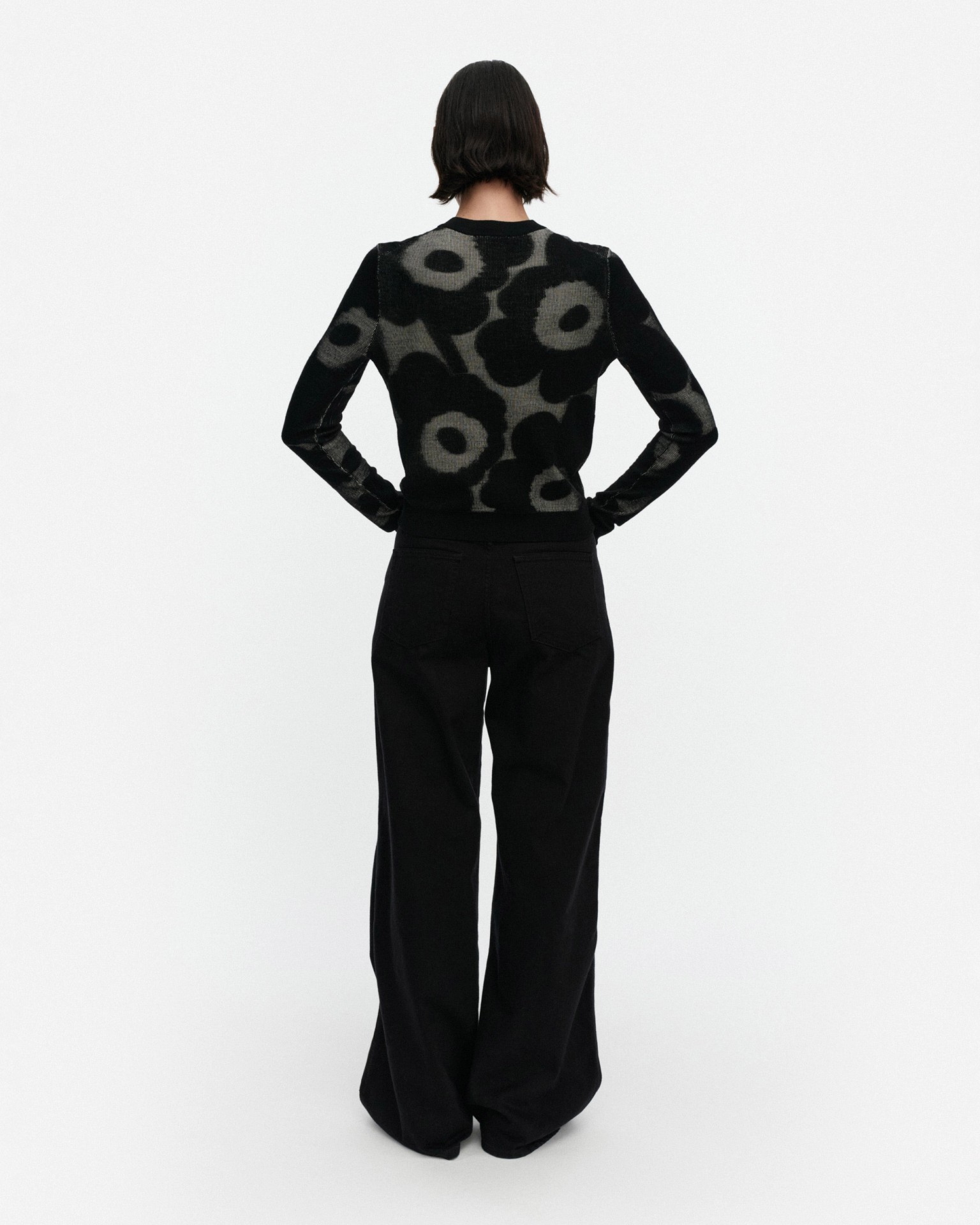 Innoittaa Unikko, Knit cardigan, black, light pink,