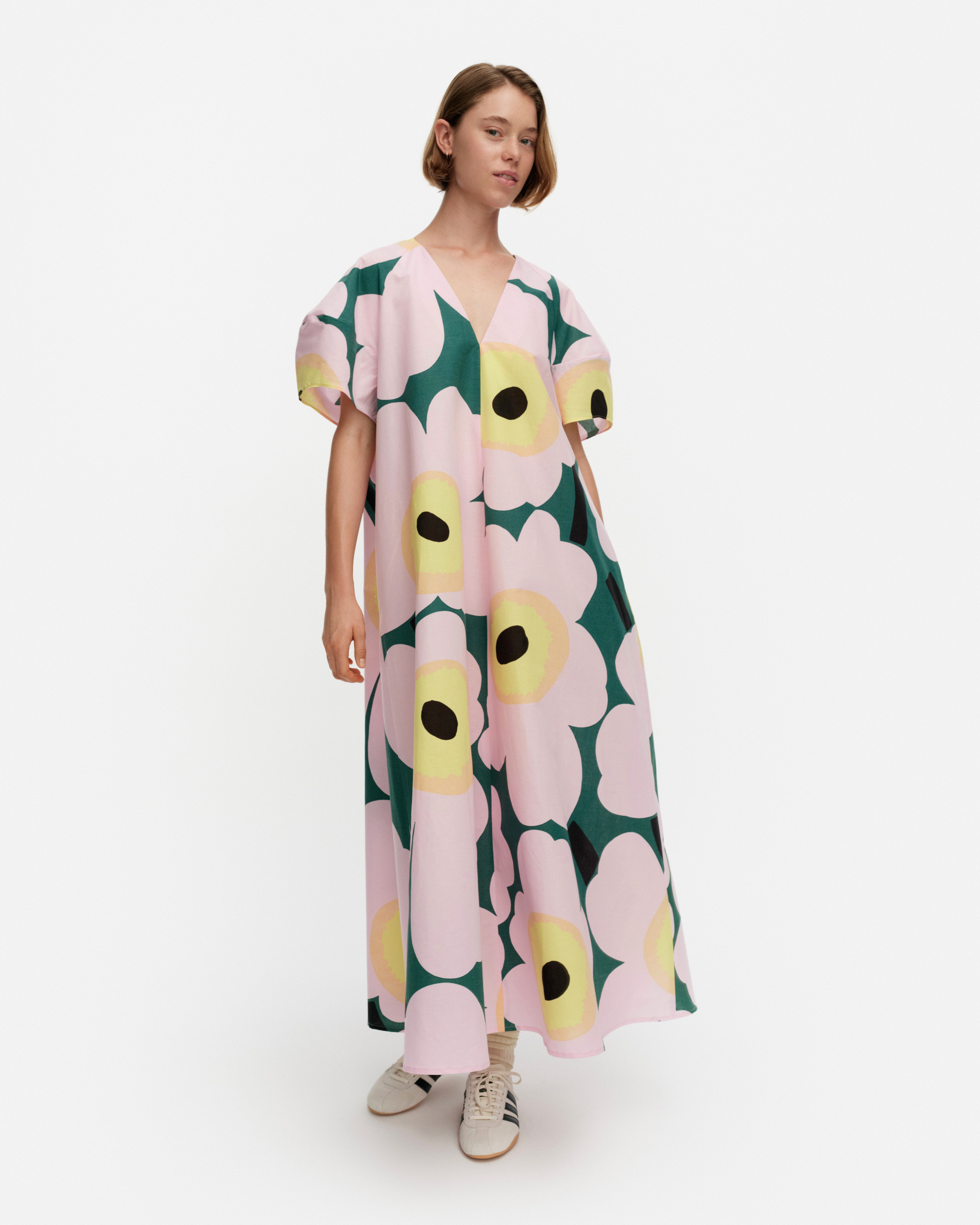 Kaffet Unikko, Dress, green, light pink, yellow,
