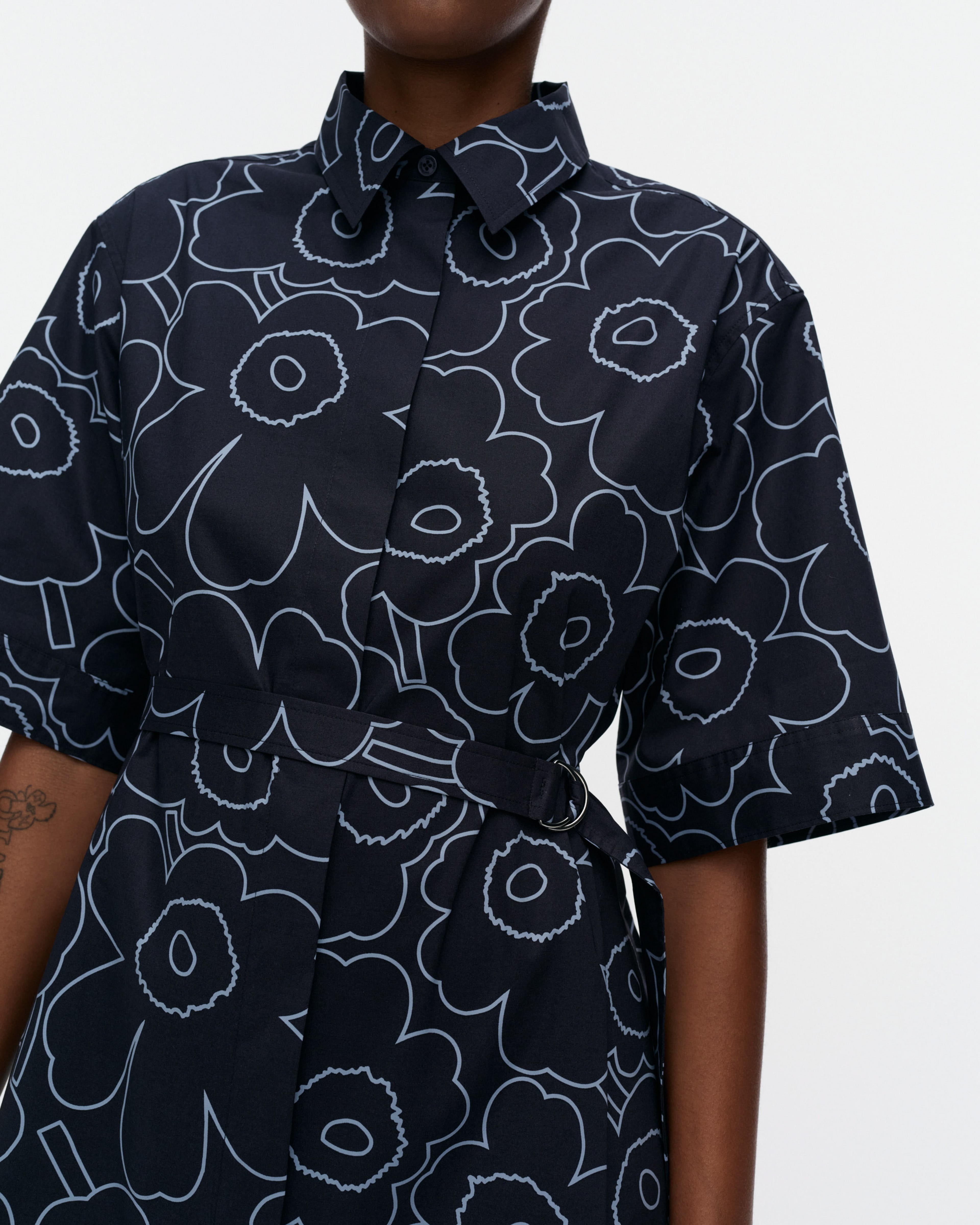 Popliini Piirto Unikko, Kleid, Dunkelblau, Hellblau,