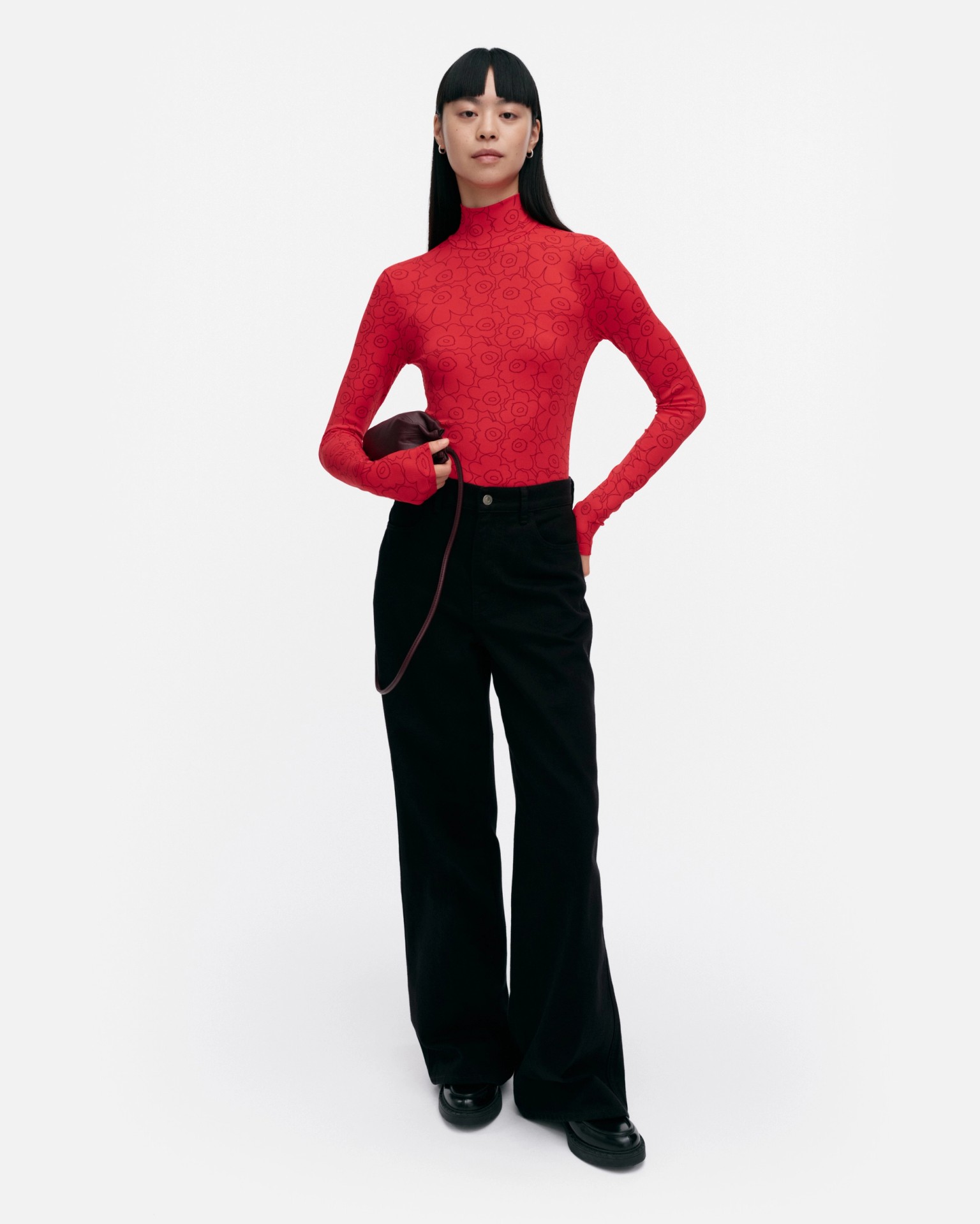 Solmia Piirto Unikko, Turtleneck shirt, red, wine red,