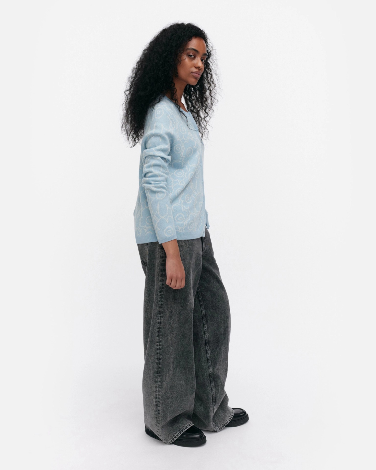 RWS Mutka Mini Piirto Unikko, Knitted cardigan, light blue, off white,