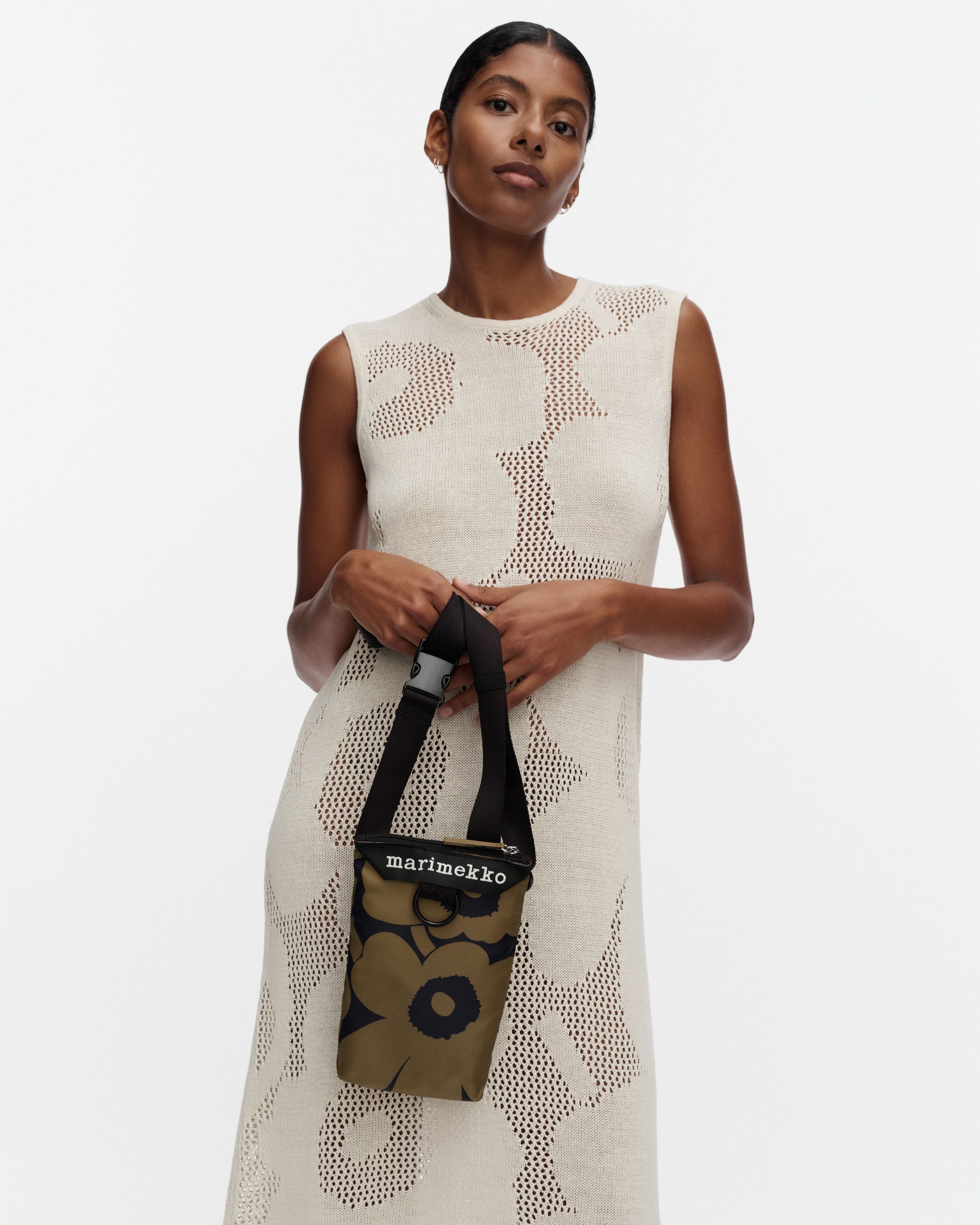Neat Phone Pocket Unikko Bag olive green, dark blue | Marimekko