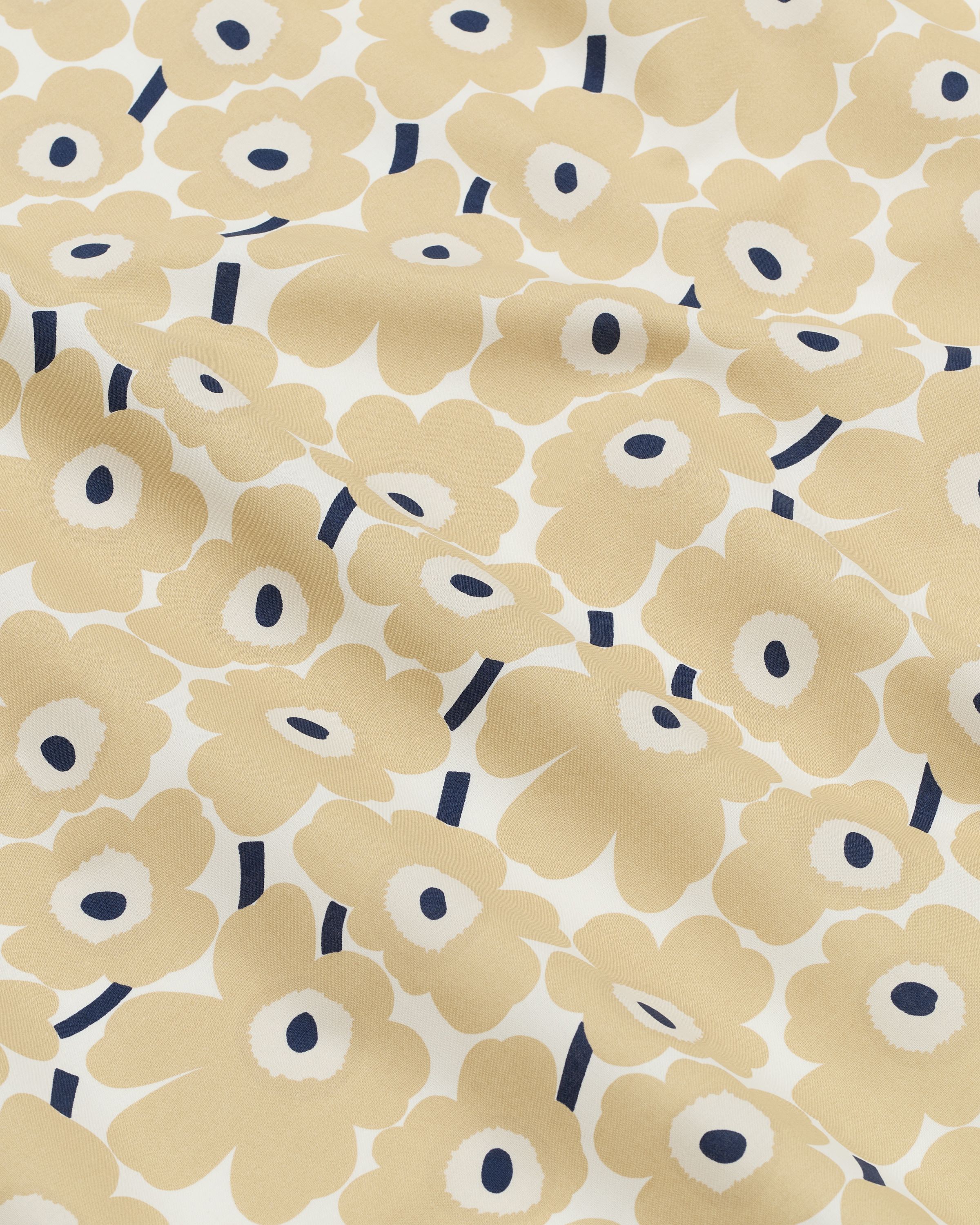 Mini Unikko cotton fabric white,beige,dark blue | Marimekko