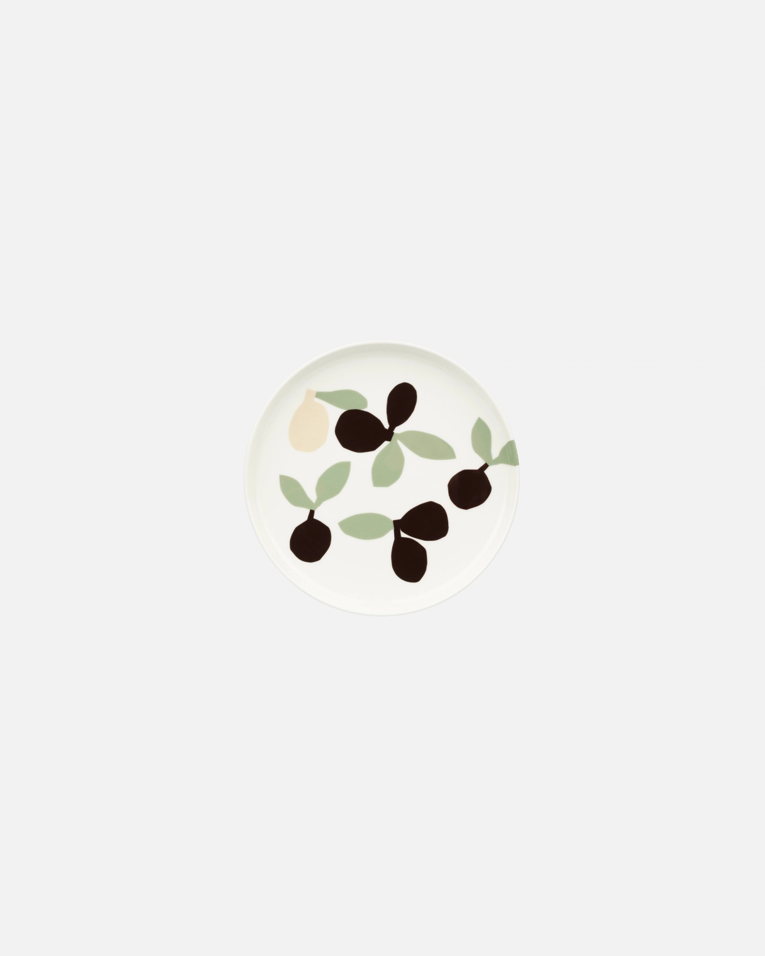 Oiva / Omppo, Salad plate, white,sage,black, brown,linen,