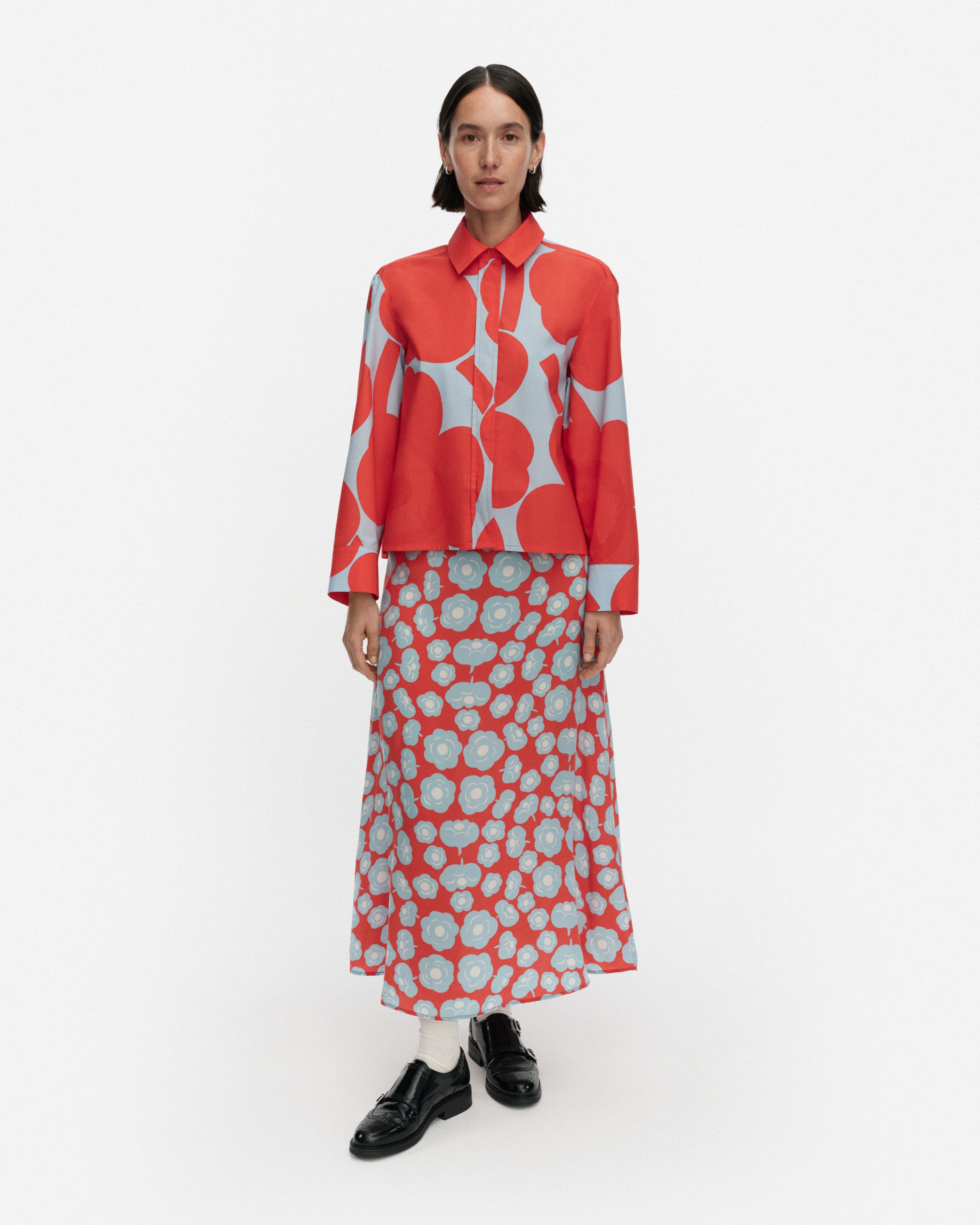 Luotta Unikko Blouse red, light blue | Marimekko