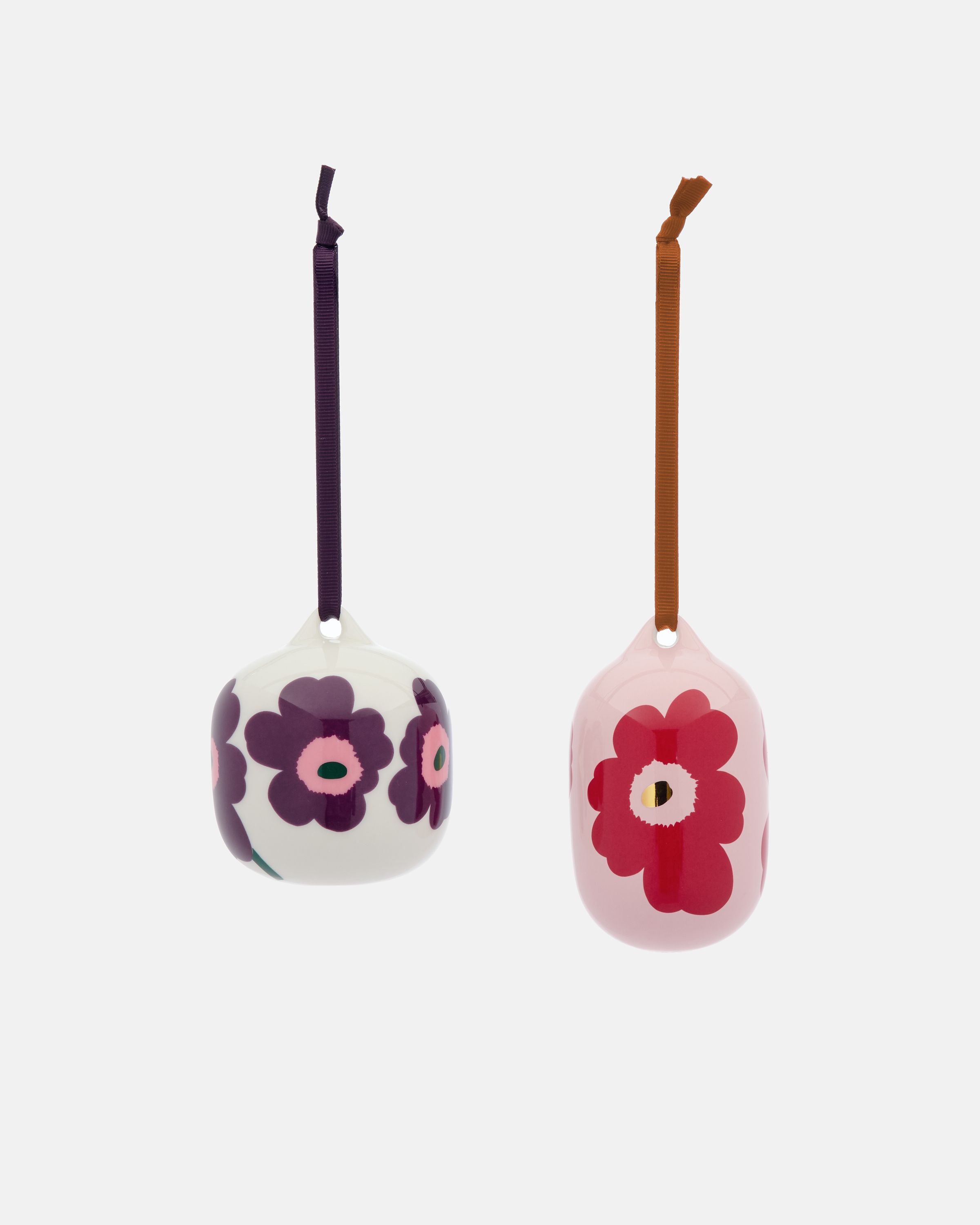 Unikko Collectible ornament 2 pcs pink, cranberry, white, plum