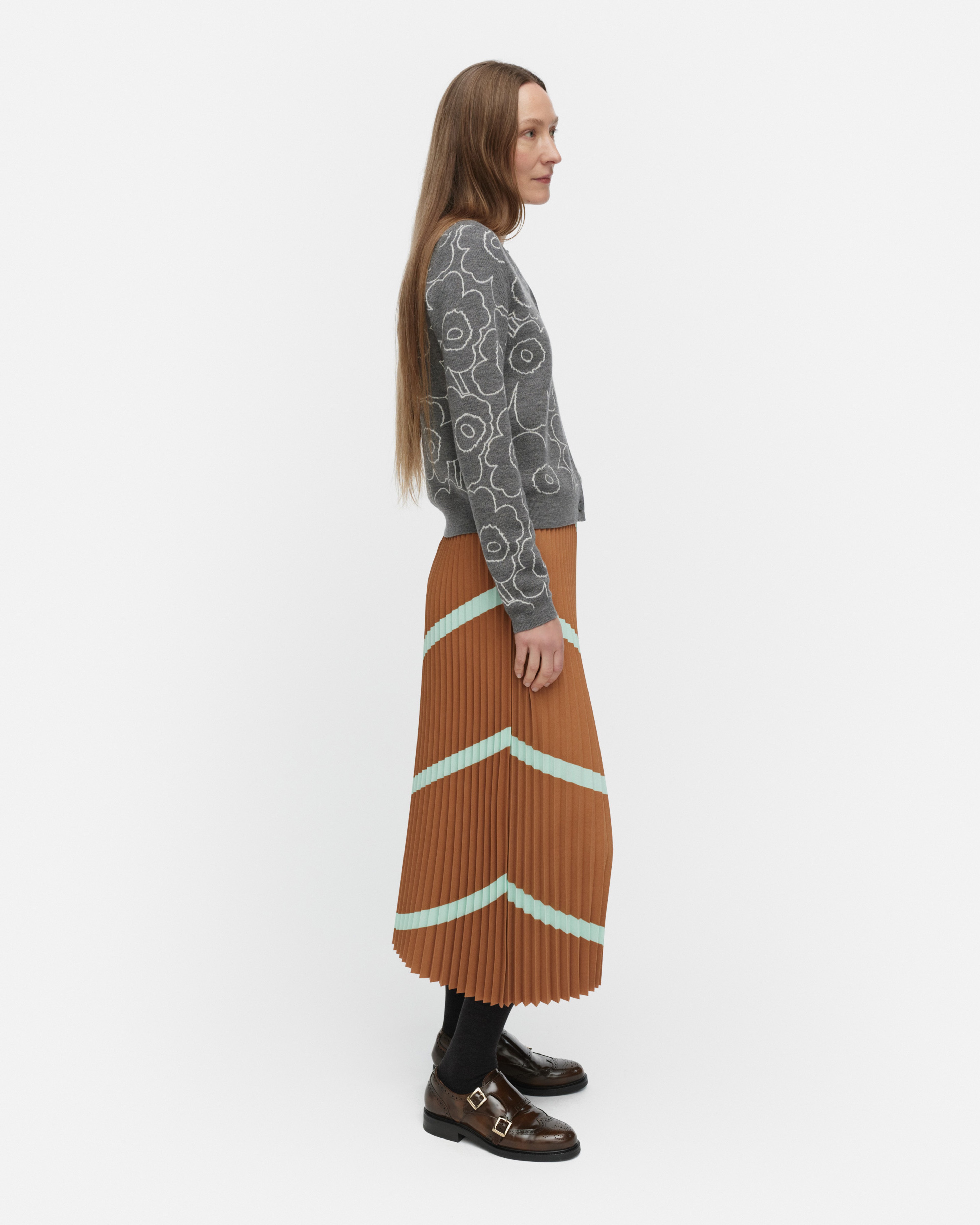 Piiru Basso, Skirt, light brown, turquoise,