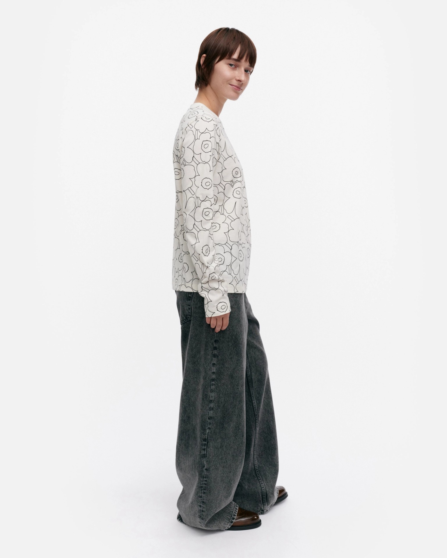 Sekunti Piirto Unikko, Shirt, off white, black,
