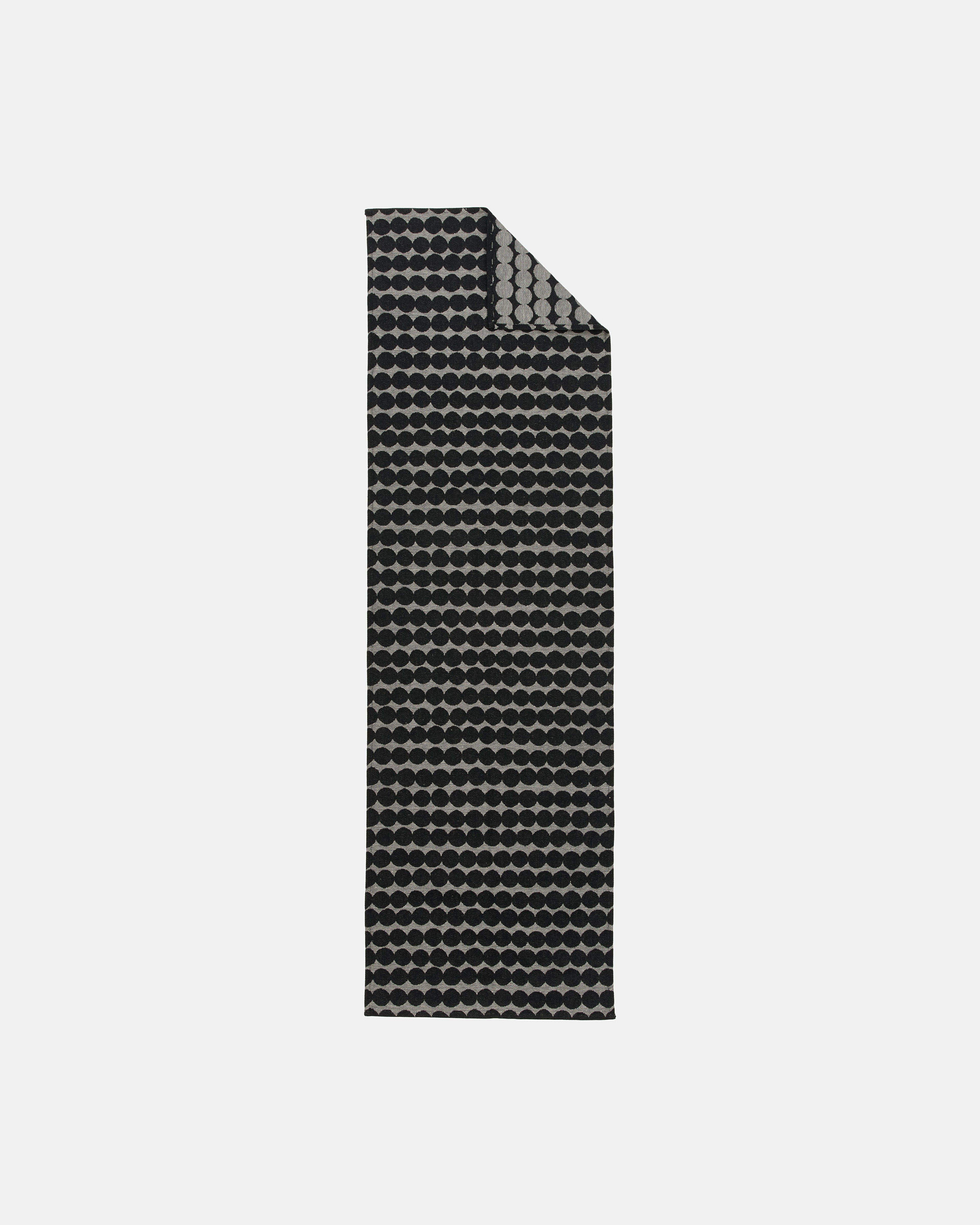 Pieni Räsymatto, Bench towel 46x150 cm, black, lt.beige,